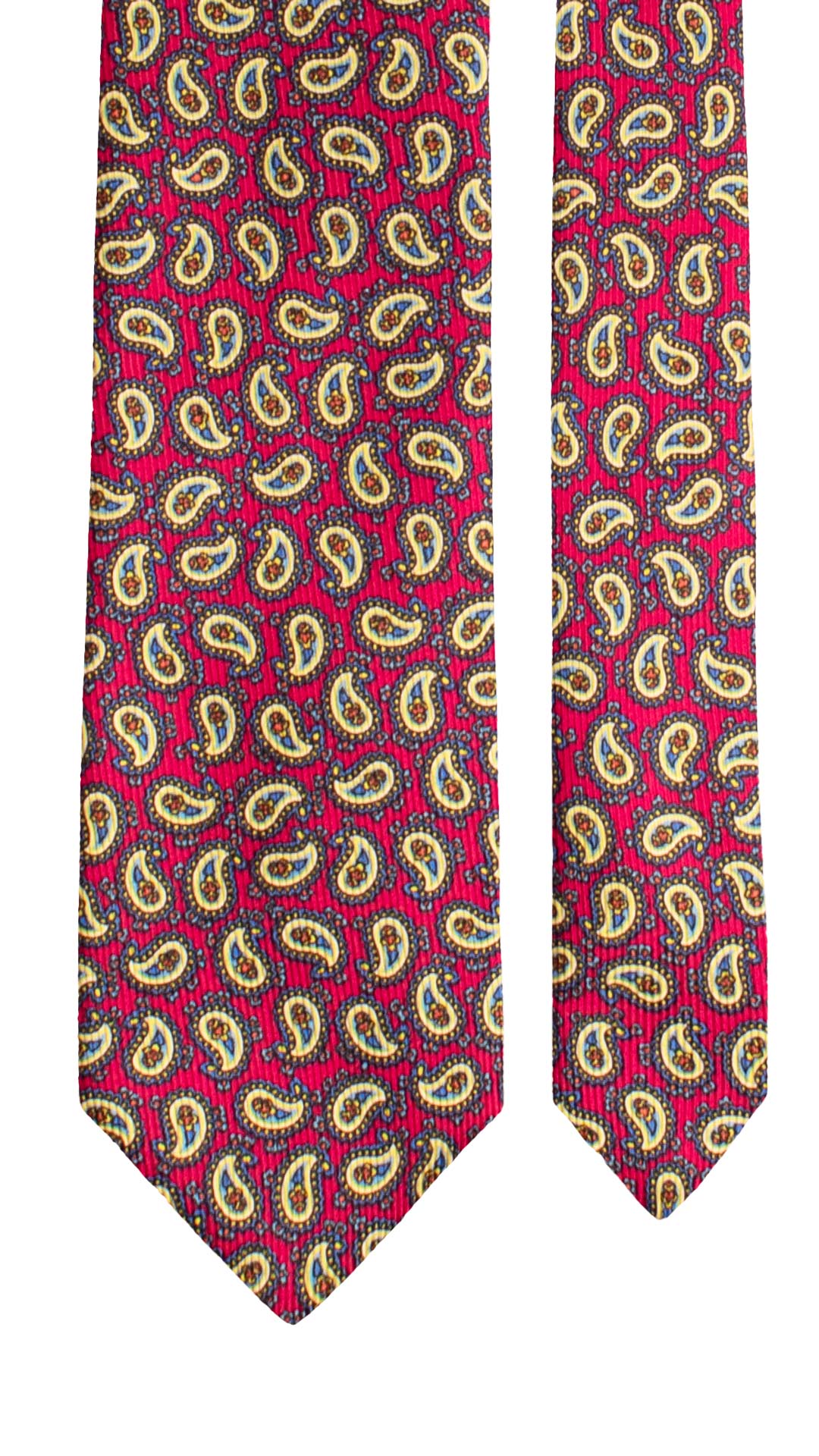 Cravatta in Saia di Seta Fucsia Paisley Multicolor SA11 Made in Italy Graffeo Cravatte Pala