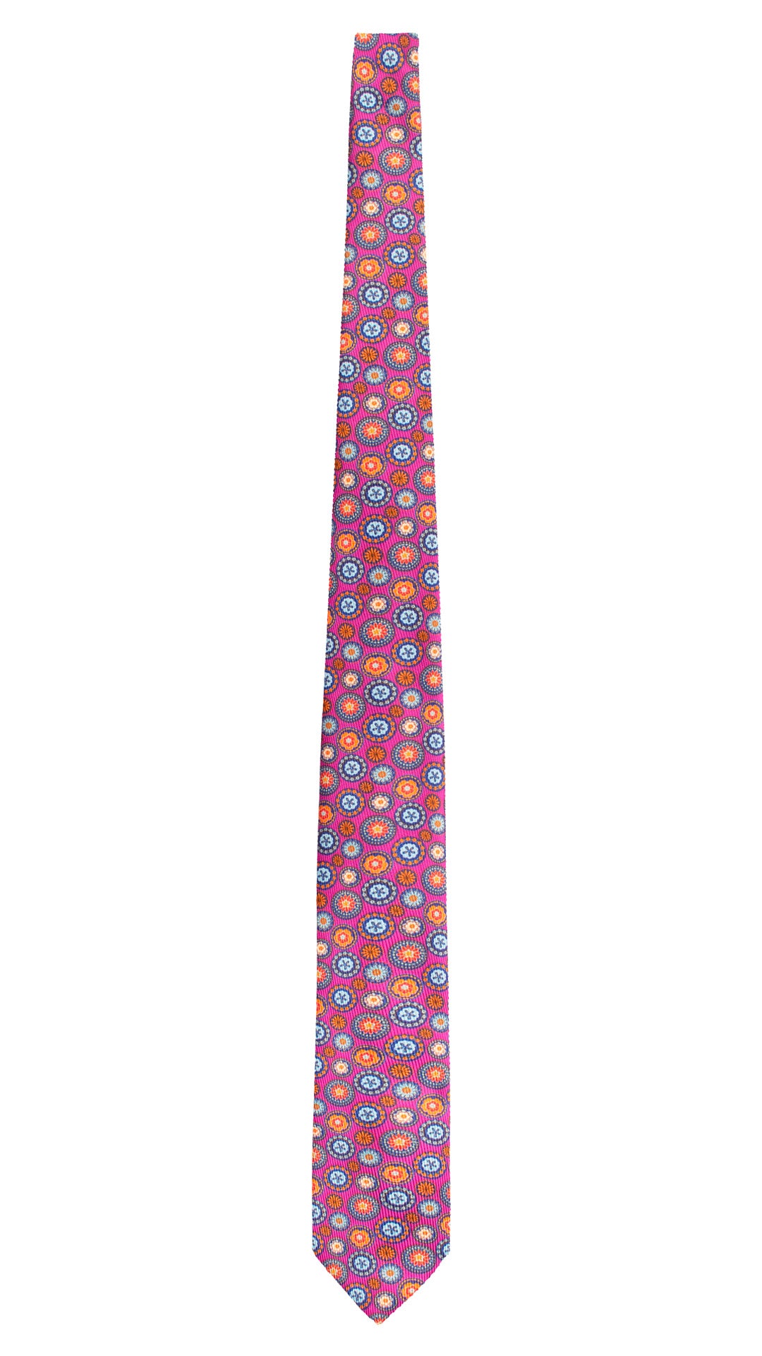 Cravatta in Saia di Seta Fucsia a Fiori Multicolor SA19 Made in Italy Graffeo Cravatte Intera