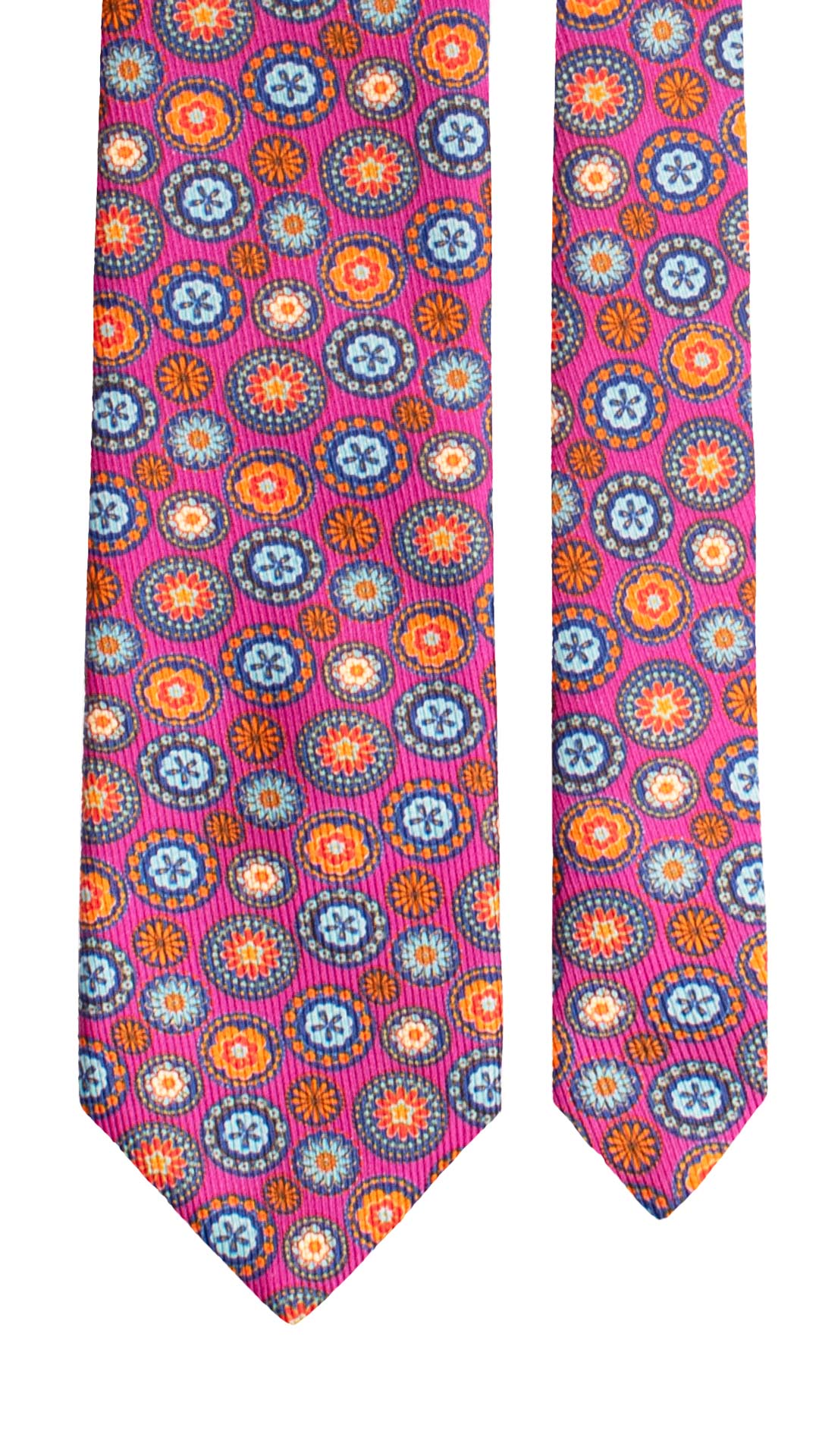 Cravatta in Saia di Seta Fucsia a Fiori Multicolor SA19 Made in Italy Graffeo Cravatte Pala