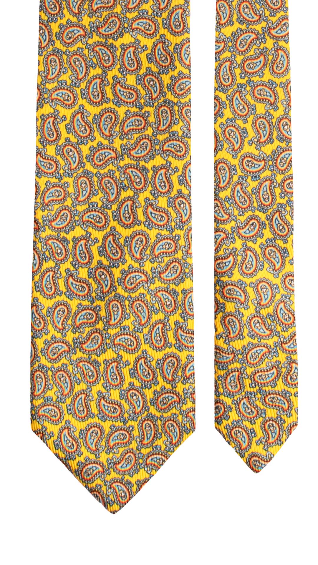 Cravatta in Saia di Seta Gialla Paisley Multicolor SA12 Made in Italy Graffeo Cravatte Pala