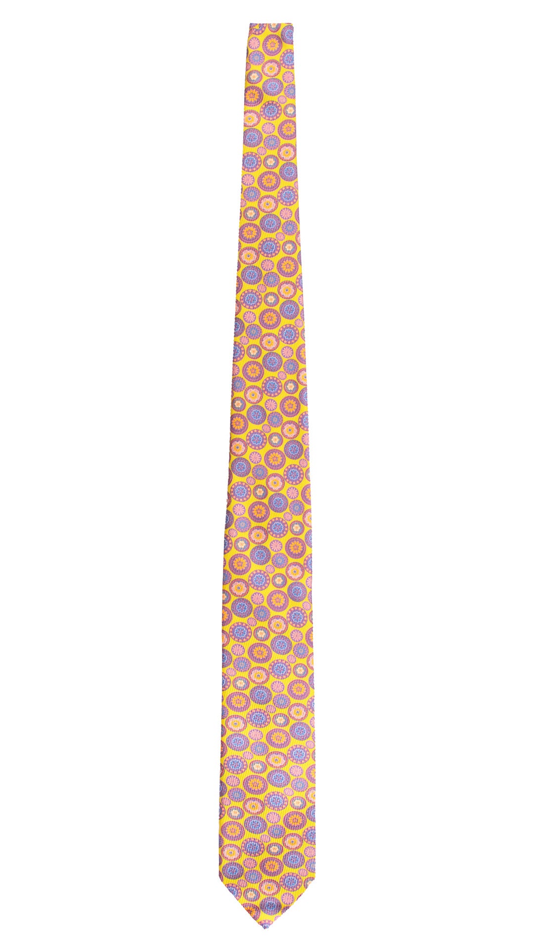Cravatta in Saia di Seta Giallo Fluo a Fiori Multicolor SA17 Made in Italy Graffeo Cravatte Intera