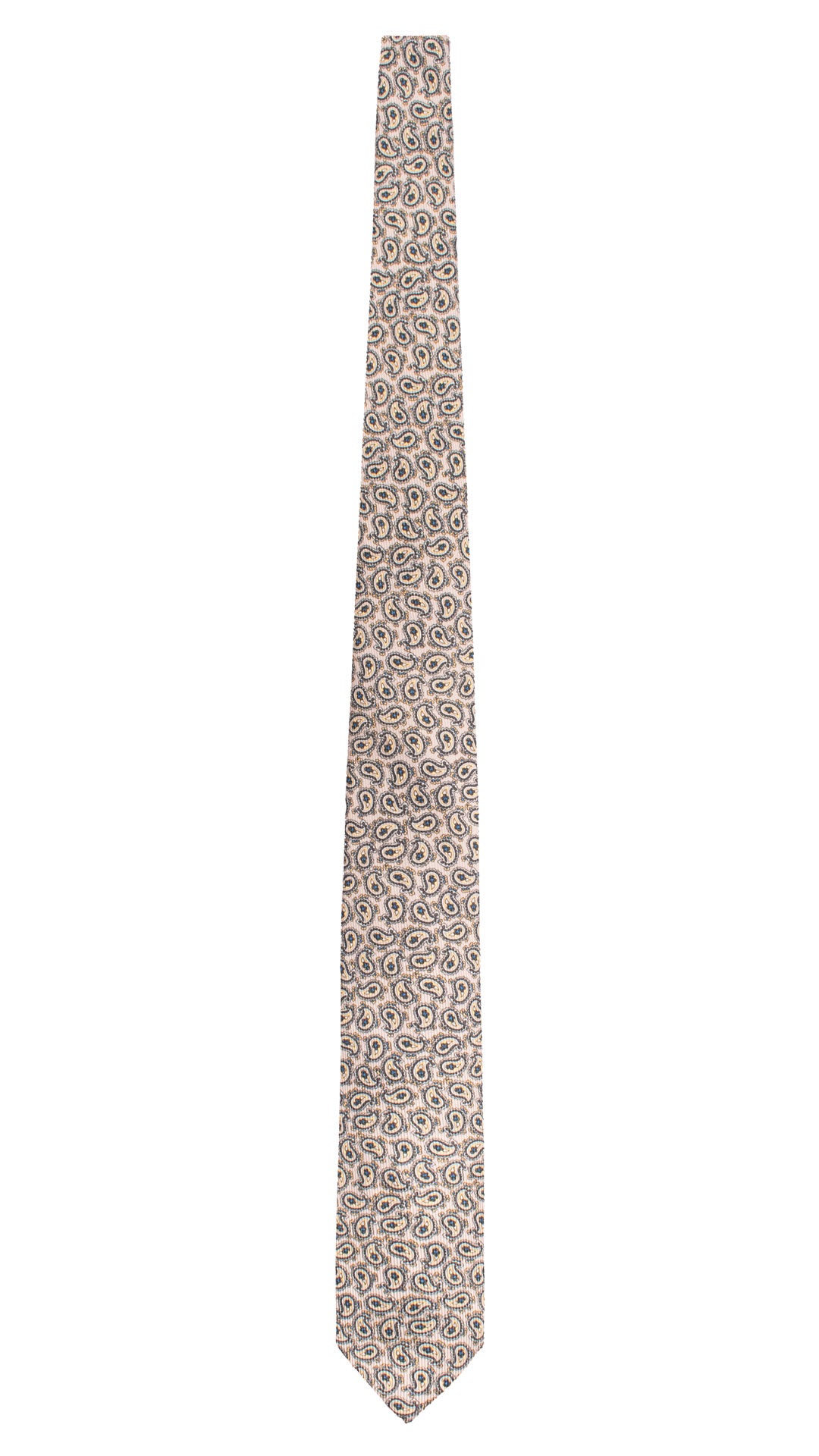 Cravatta in Saia di Seta Grigia Paisley Giallo Bluette Grigio Scuro SA23 Made in Italy Graffeo Cravatte Intera
