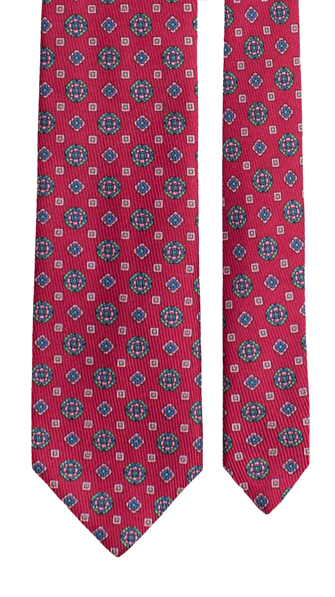 Cravatta in Saia di Seta Magenta Fantasia Verde Rosa Bluette SA118 Made in Italy Graffeo Cravatte Pala