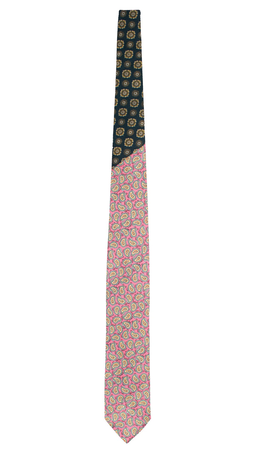 Cravatta in Saia di Seta Magenta Paisley Multicolor Nodo in Contrasto Blu Fantasia Multicolor N3480 Made in Italy Graffeo Cravatte Intera