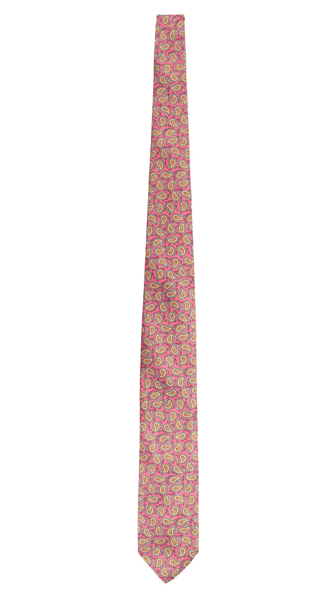 Cravatta in Saia di Seta Magenta Paisley Multicolor SA25 Made in Italy Graffeo Cravatte Intera