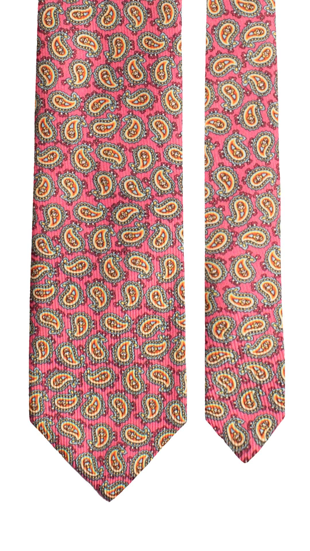 Cravatta in Saia di Seta Magenta Paisley Multicolor SA25 Made in Italy Graffeo Cravatte Pala