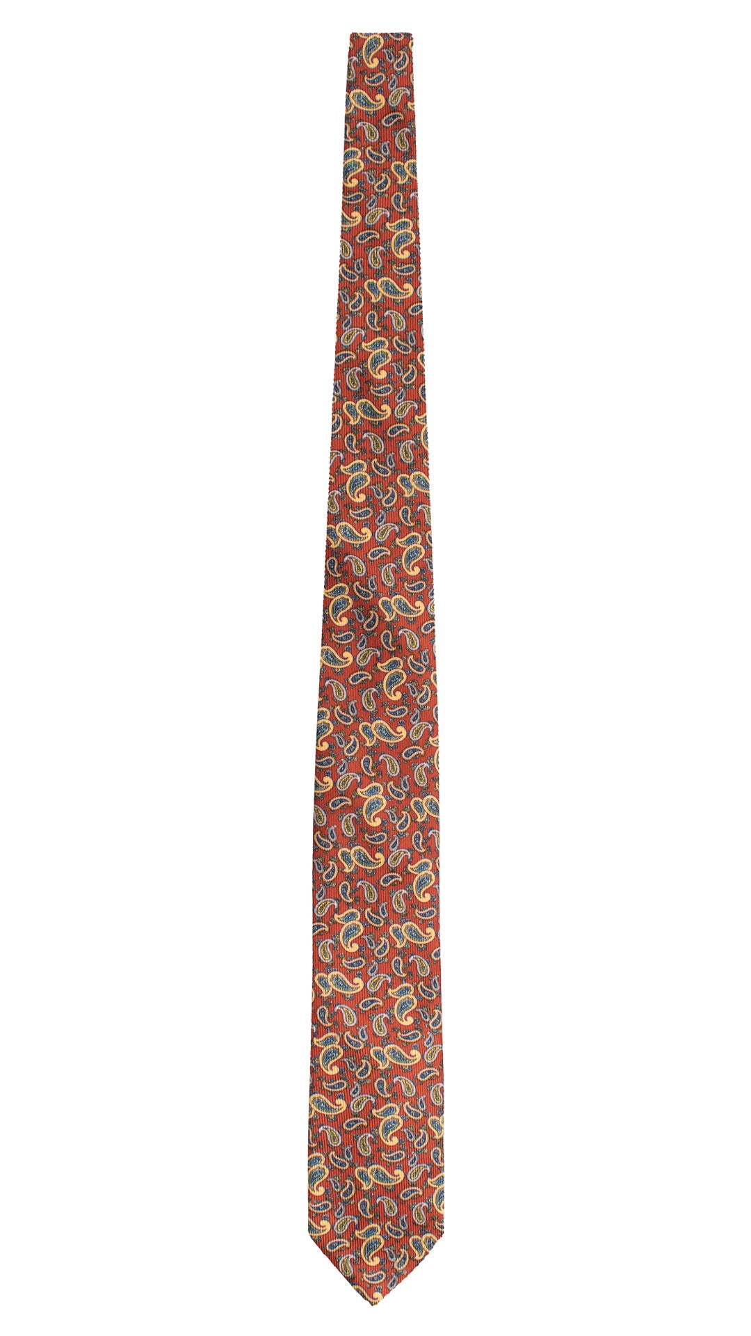 Cravatta in Saia di Seta Marrone Chiaro Paisley Multicolor SA30 Made in Italy Graffeo Cravatte Intera