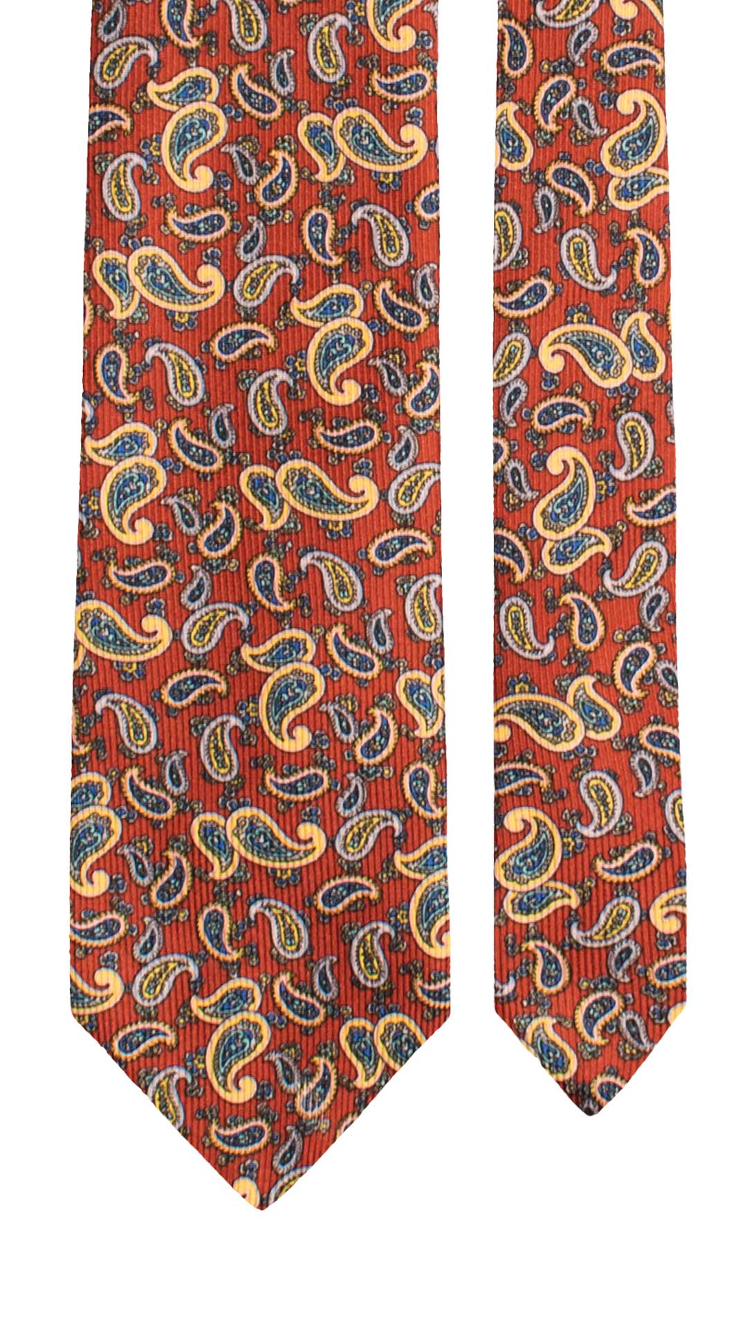 Cravatta in Saia di Seta Marrone Chiaro Paisley Multicolor SA30 Made in Italy Graffeo Cravatte Pala