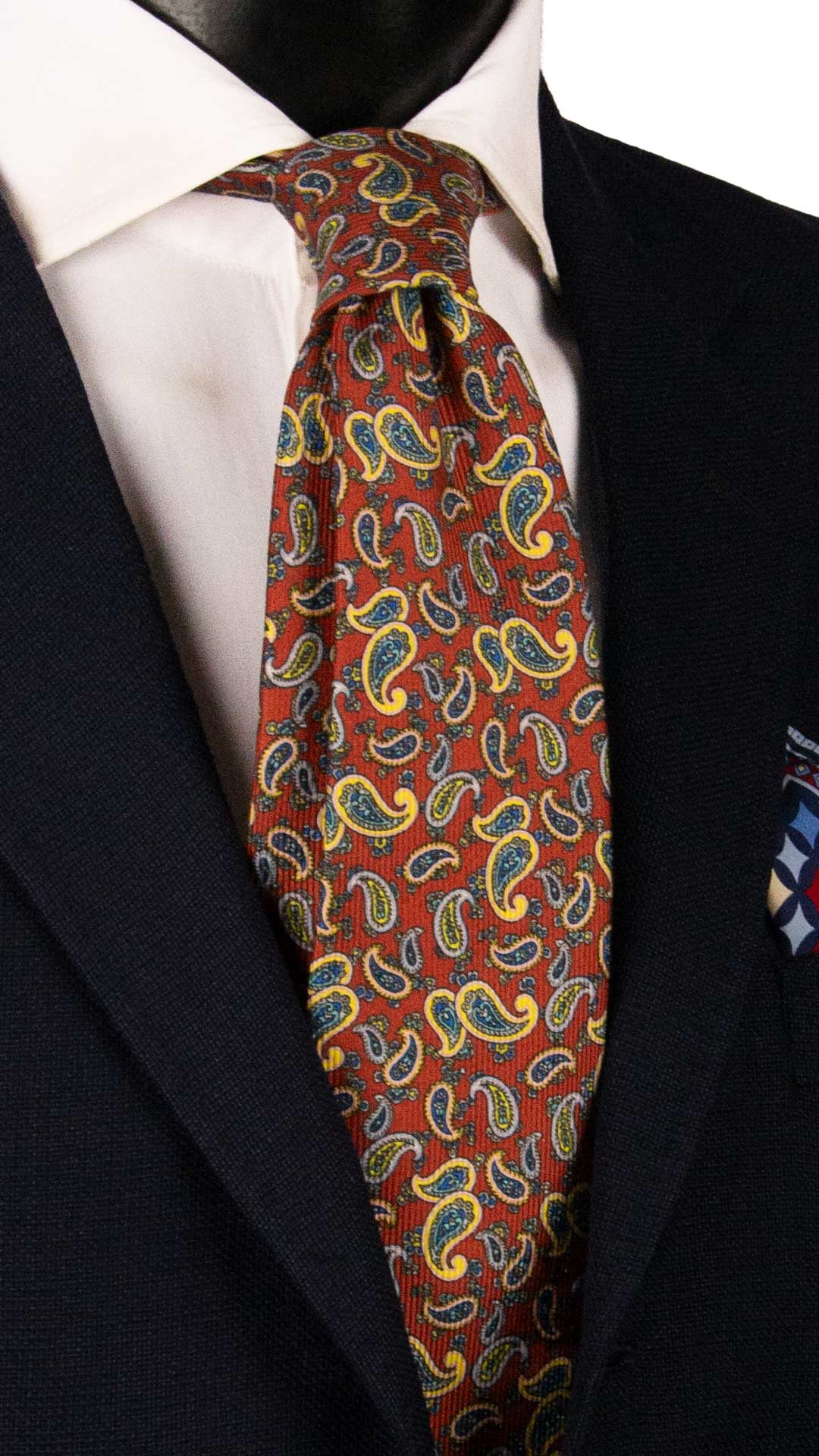 Cravatta in Saia di Seta Marrone Chiaro Paisley Multicolor SA30 Made in Italy Graffeo Cravatte