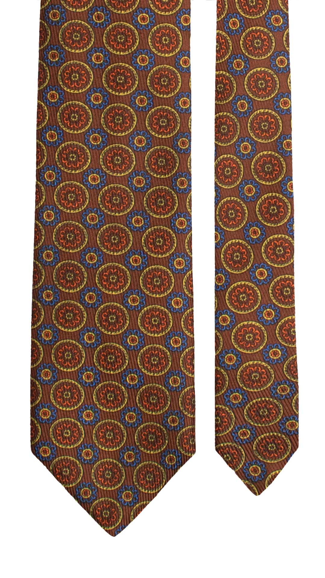 Cravatta in Saia di Seta Marrone Fantasia Arancione Bluette Verde Acido SA64 Graffeo Cravatte Made in Italy
Pala