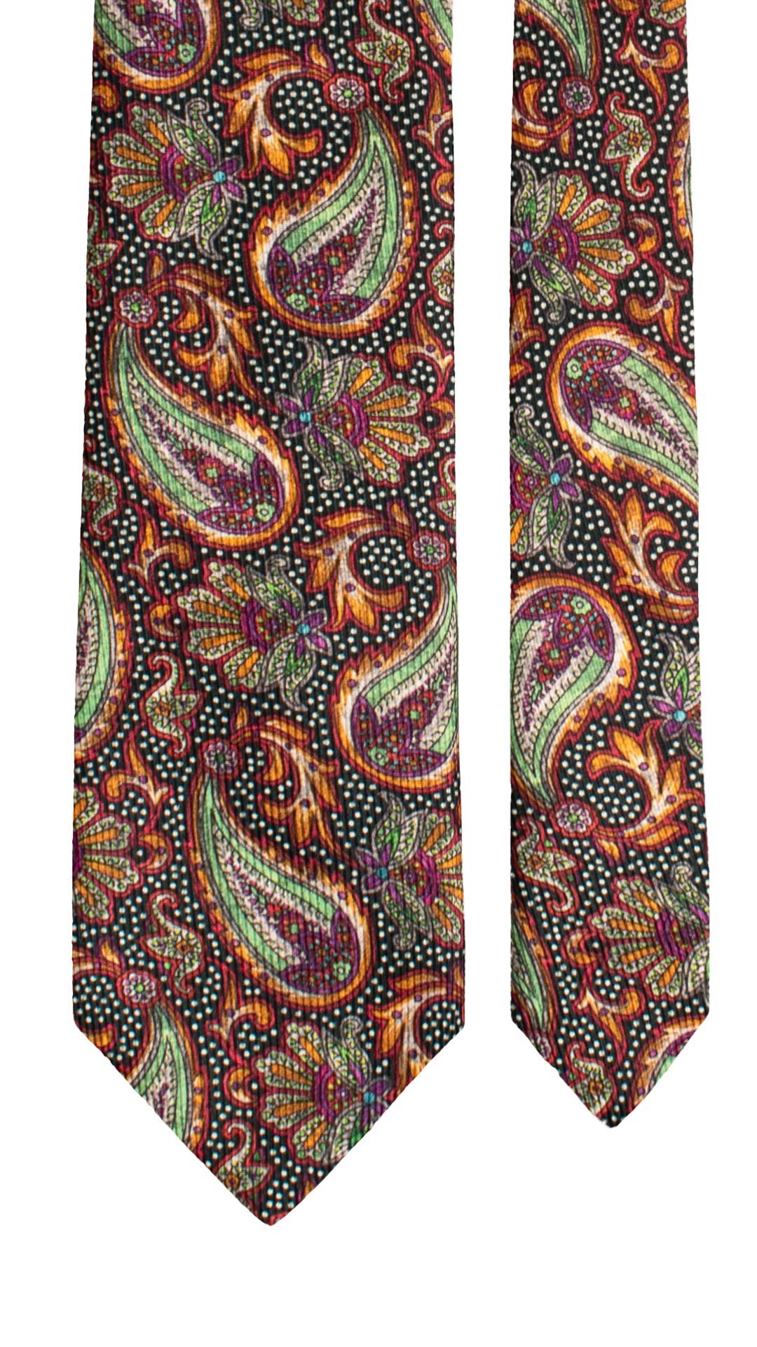 Cravatta in Saia di Seta Nera Paisley Multicolor SA22 Made in Italy Graffeo Cravatte Pala
