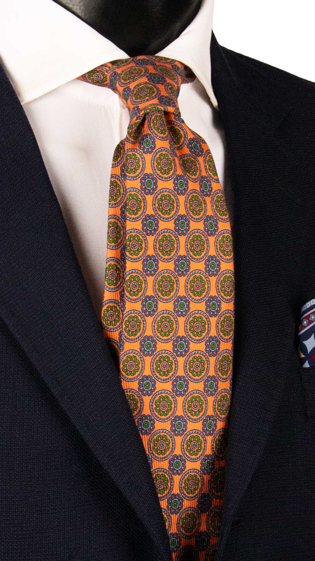 Cravatta in Saia di Seta Rosa Salmone Fantasia Verde Lilla Bluette SA63 Graffeo Cravatte Made in Italy