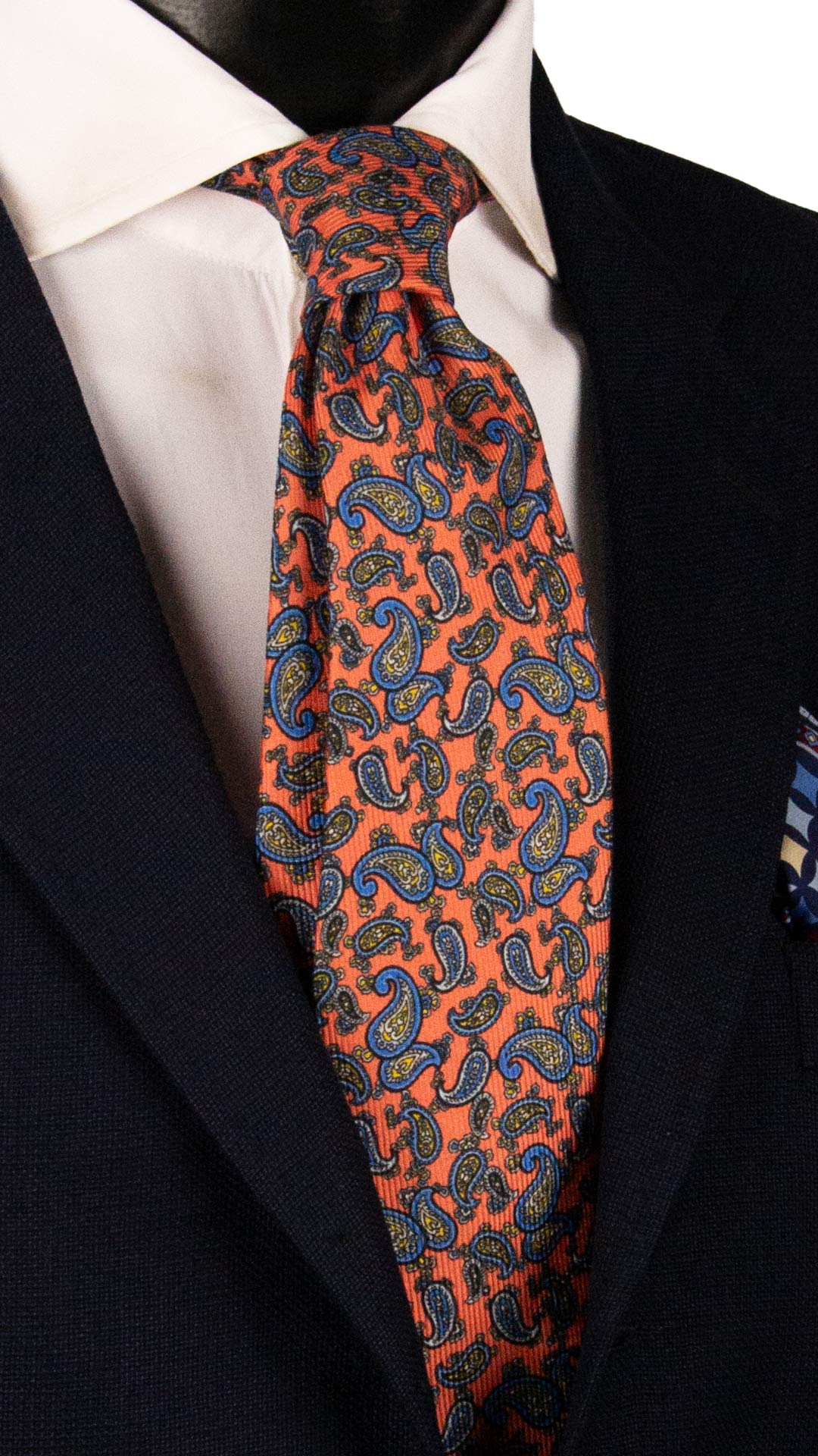 Cravatta in Saia di Seta Rosa Salmone Paisley Multicolor SA9 Made in Italy Graffeo Cravatte