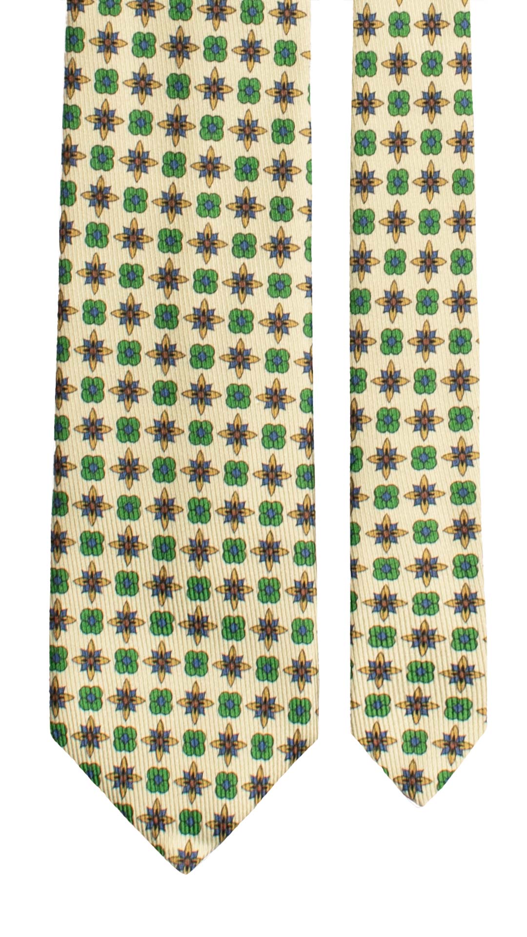 Cravatta in Saia di Seta Verde Mela Fantasia Indaco Verde Color Senape SA120 Made in Italy Graffeo Cravatte Pala