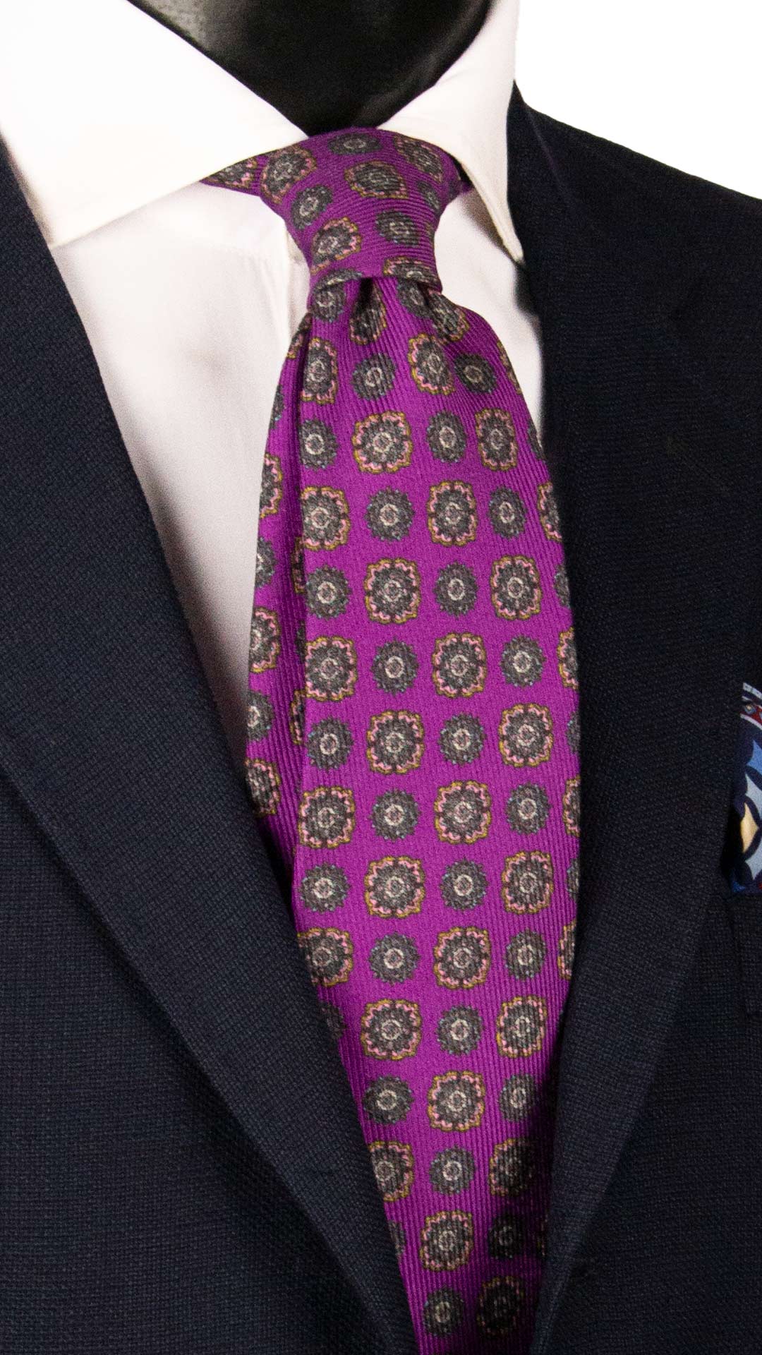 Man Purple Silk Tie Multicolor Pattern SA75