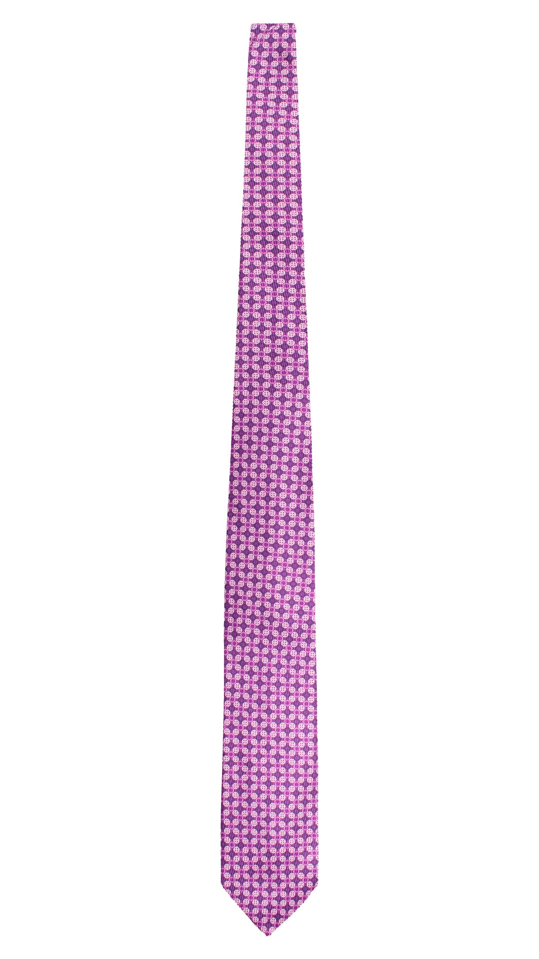 Cravatta in Saia di Seta Viola Fantasia Rosa Bianca Blu SA73 Made in Italy Graffeo Cravatte Intera