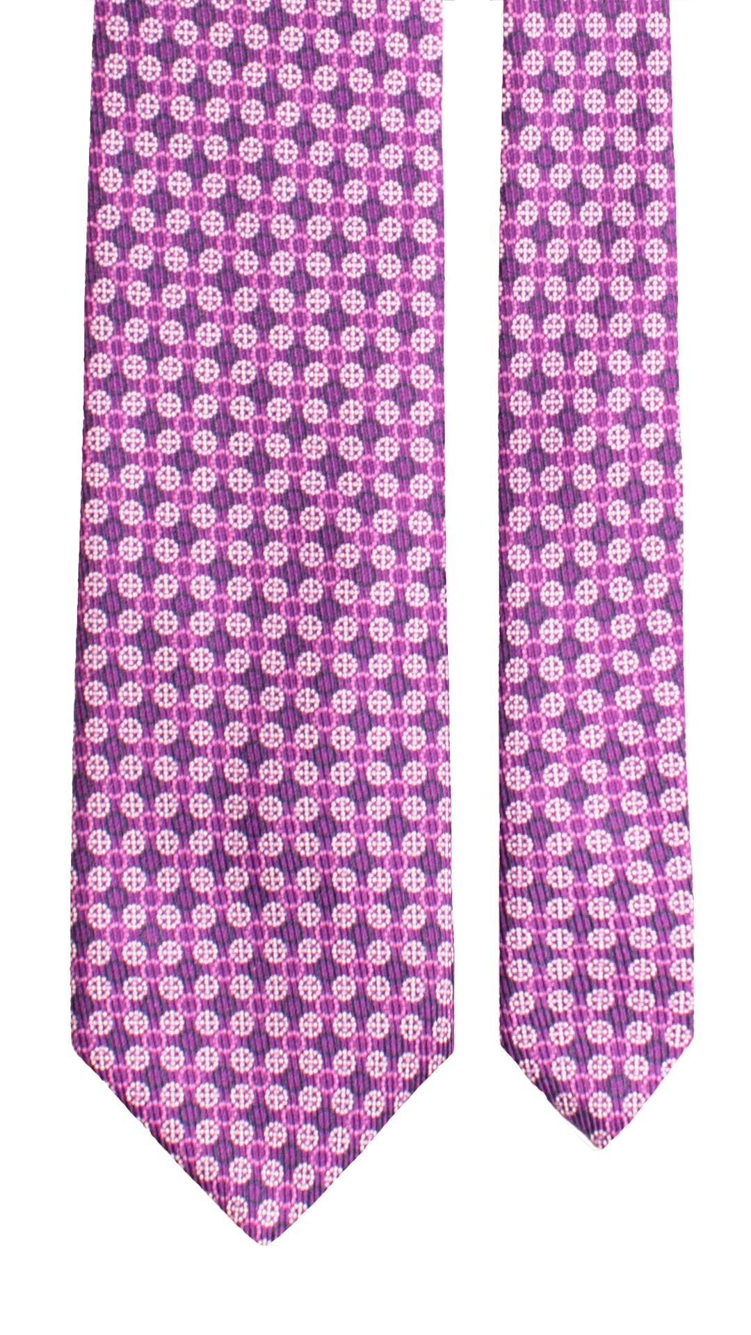 Cravatta in Saia di Seta Viola Fantasia Rosa Bianca Blu SA73 Made in Italy Graffeo Cravatte Pala