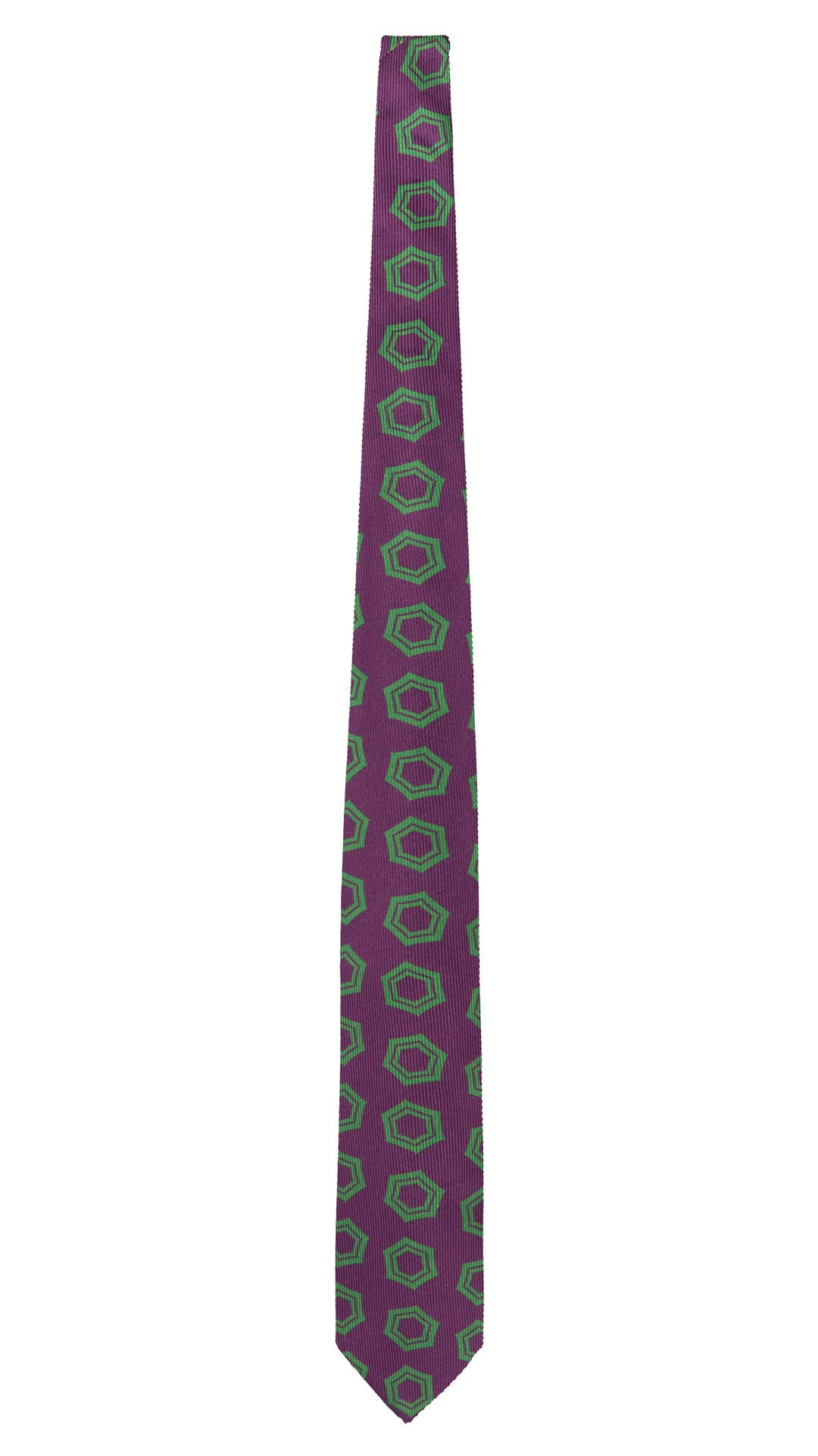 Cravatta in Saia di Seta Viola Fantasia Verde SA50 Made in Italy Graffeo Cravatte Intera
