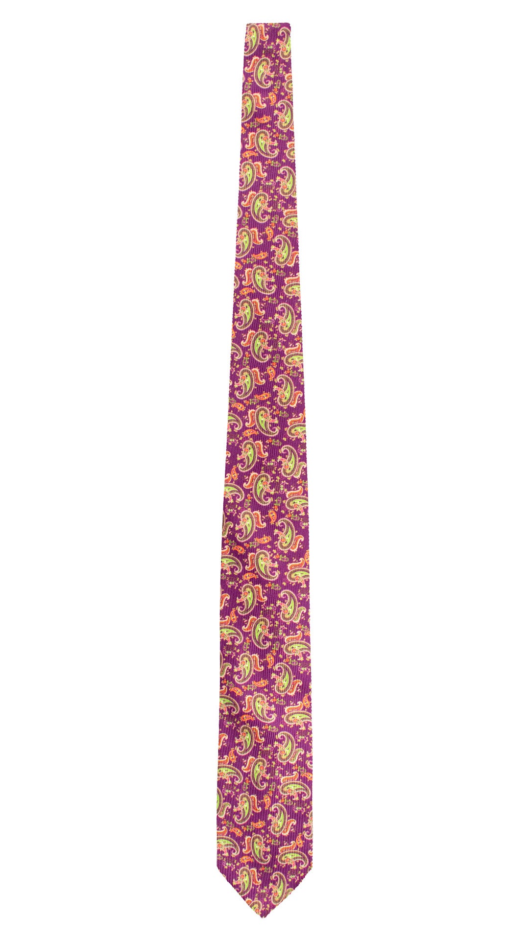 Cravatta in Saia di Seta Viola Paisley Multicolor SA10 Made in Italy Graffeo Cravatte Intera