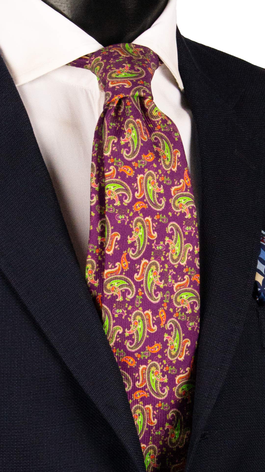 Cravatta in Saia di Seta Viola Paisley Multicolor SA10 Made in Italy Graffeo Cravatte