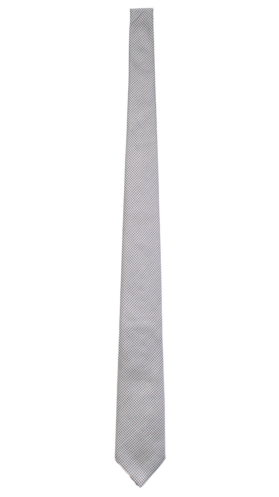 Cravatta in Seta Cotone Grigio Chiaro a Quadri Viola Nero 7498 Made in Italy Graffeo Cravatte Intera