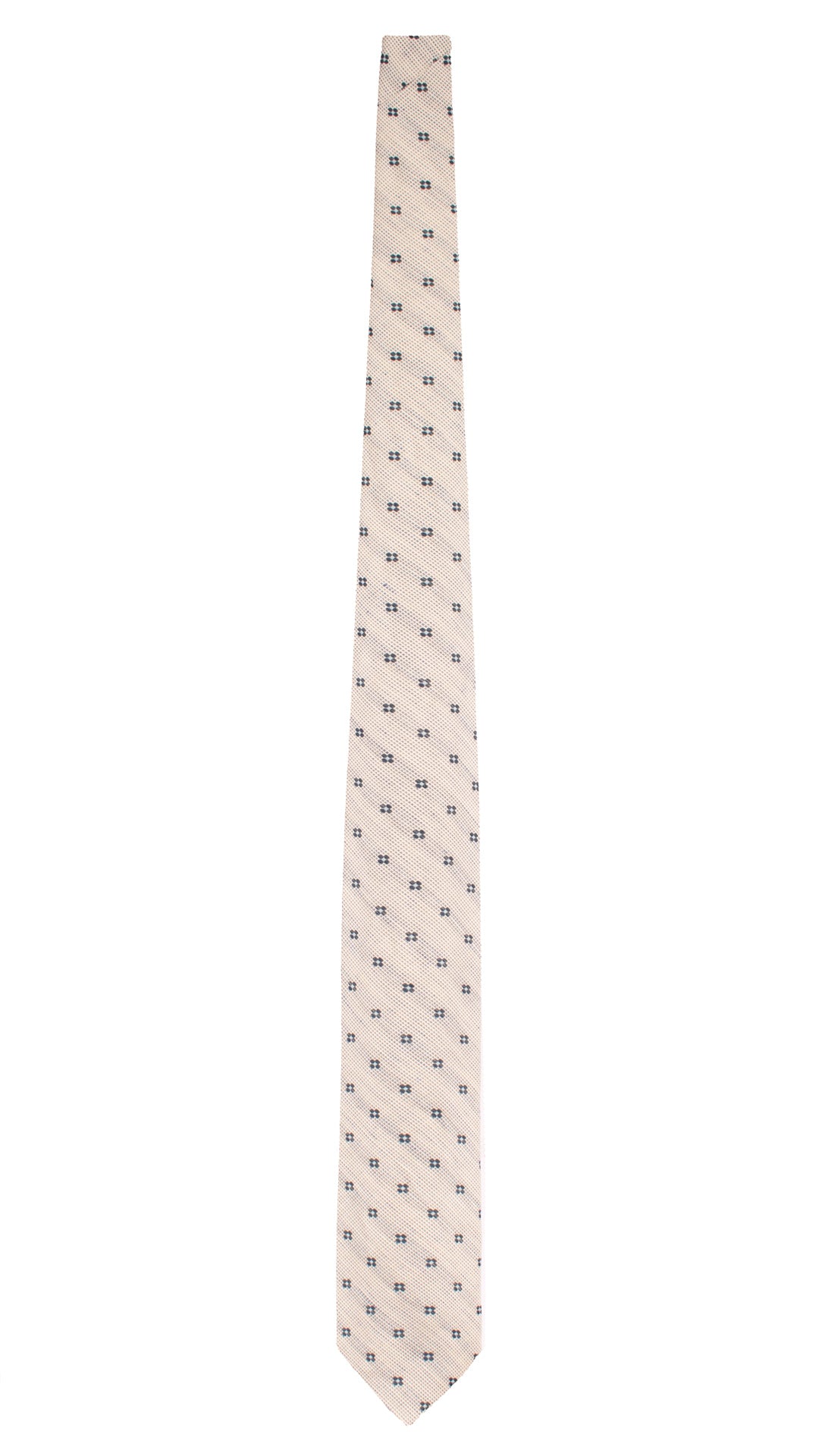 Cravatta in Seta Lino Beige Bluette Fantasia Blu Celeste 7702 Made in Italy Graffeo Cravatte Intera