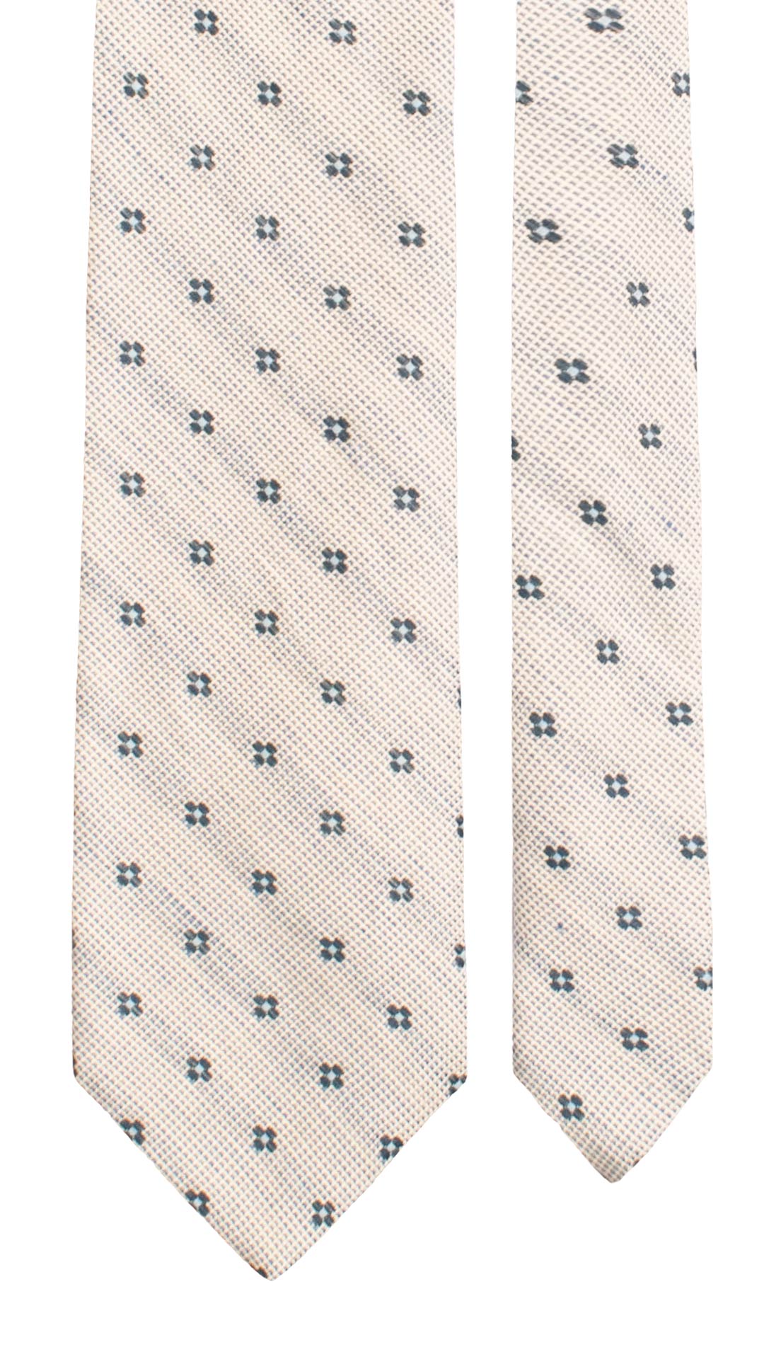 Cravatta in Seta Lino Beige Bluette Fantasia Blu Celeste 7702 Made in Italy Graffeo Cravatte Pala