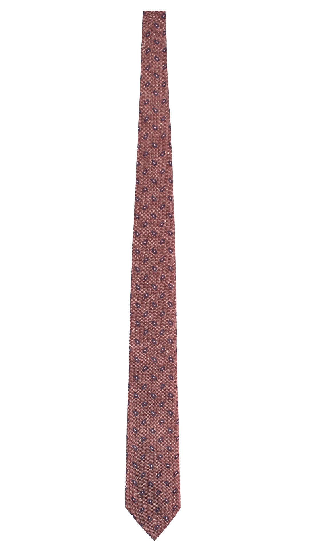 Cravatta in Seta Lino Borgogna Grigio Paisley Blu Celeste Effetto Tweed 7428 Made in Italy Graffeo Cravatte Intera