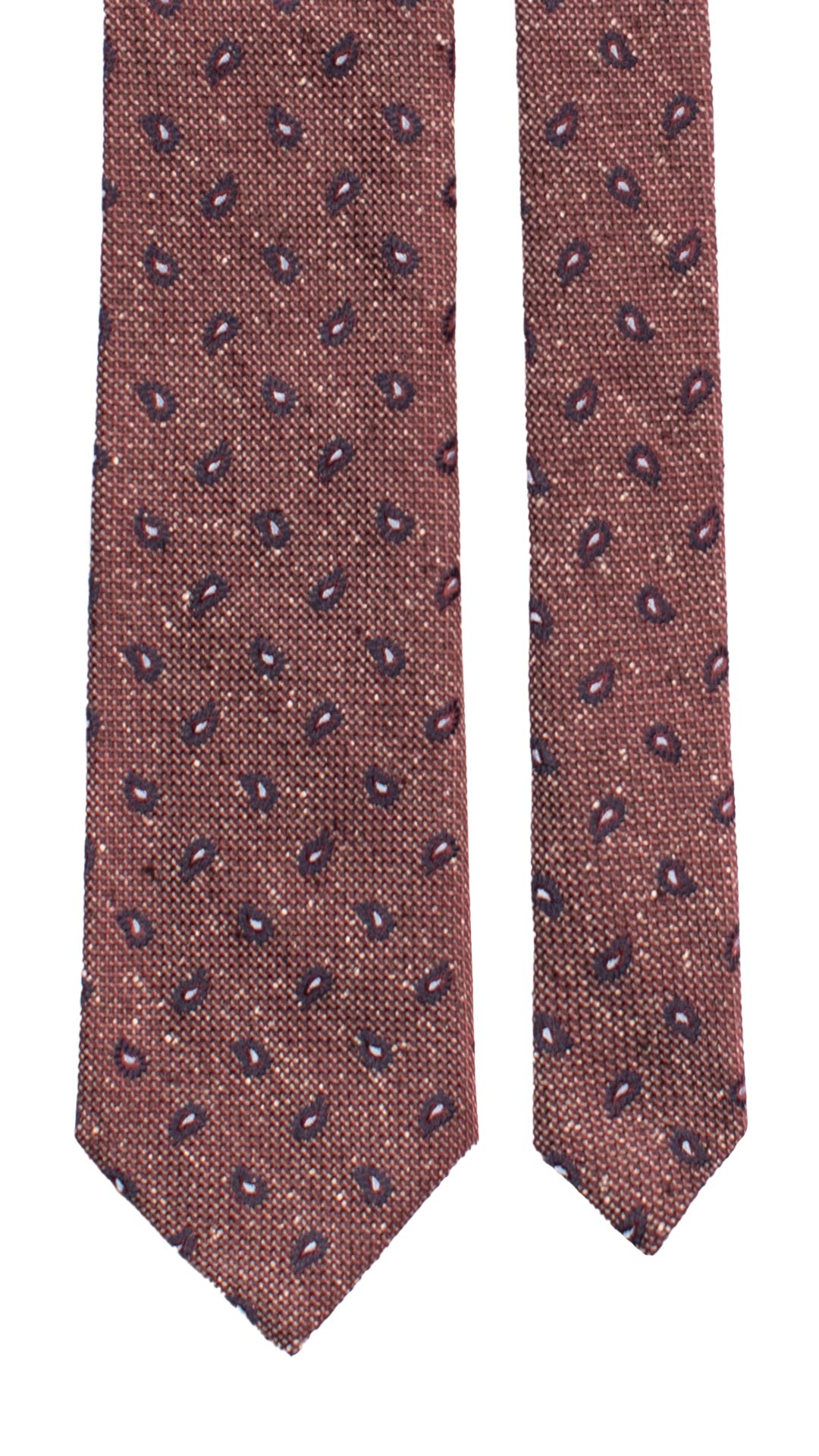 Cravatta in Seta Lino Borgogna Grigio Paisley Blu Celeste Effetto Tweed 7428 Made in Italy Graffeo Cravatte Pala