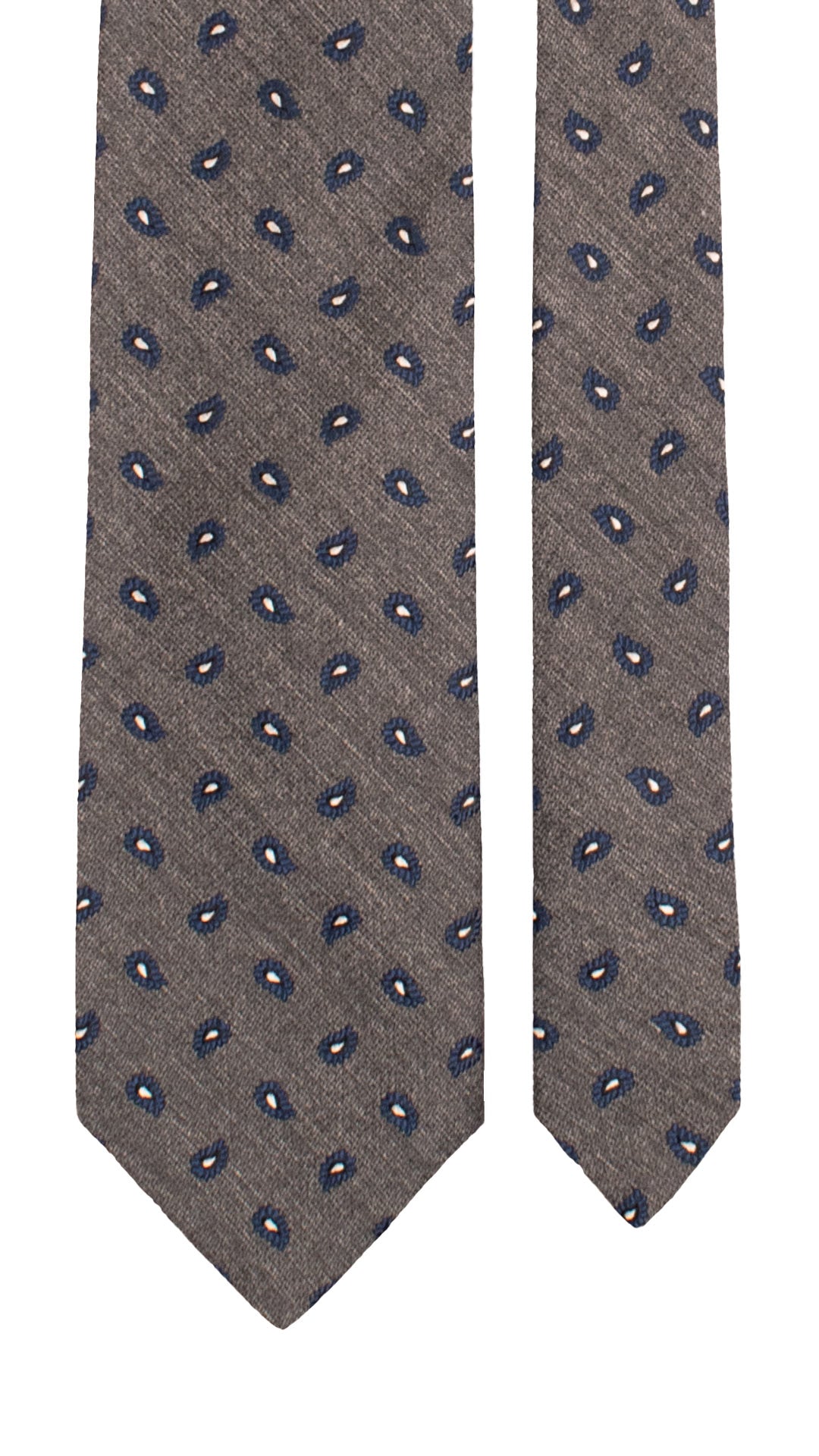 Cravatta in Seta Lino Grigia Paisley Blu Bianco AN7561 Made in Italy Graffeo Cravatte Pala