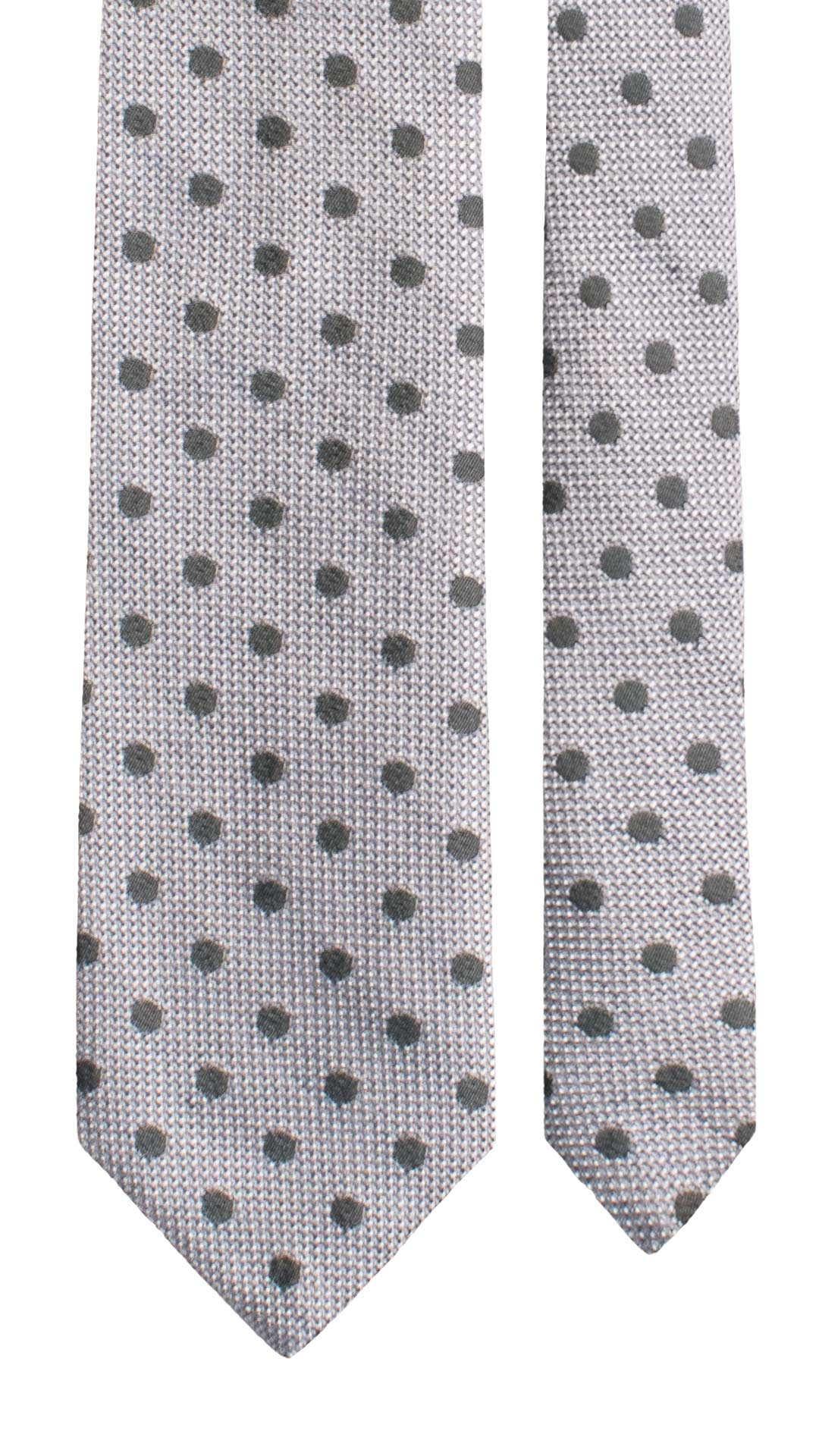 Cravatta in Seta Lino Grigio Azzurro a Pois Blu 7735 Made in Italy Graffeo Cravatte Pala