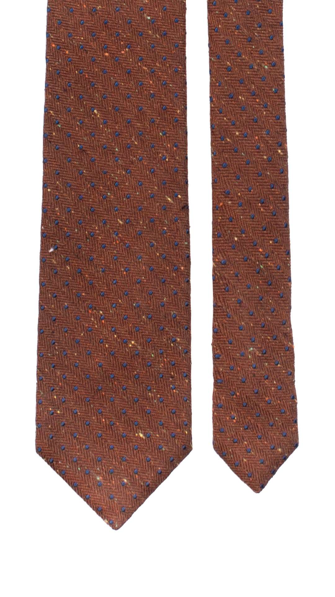Cravatta in Seta Lino Marrone Fantasia Blu Effetto Tweed Multicolor 7493 Made in Italy Graffeo Cravatte Pala