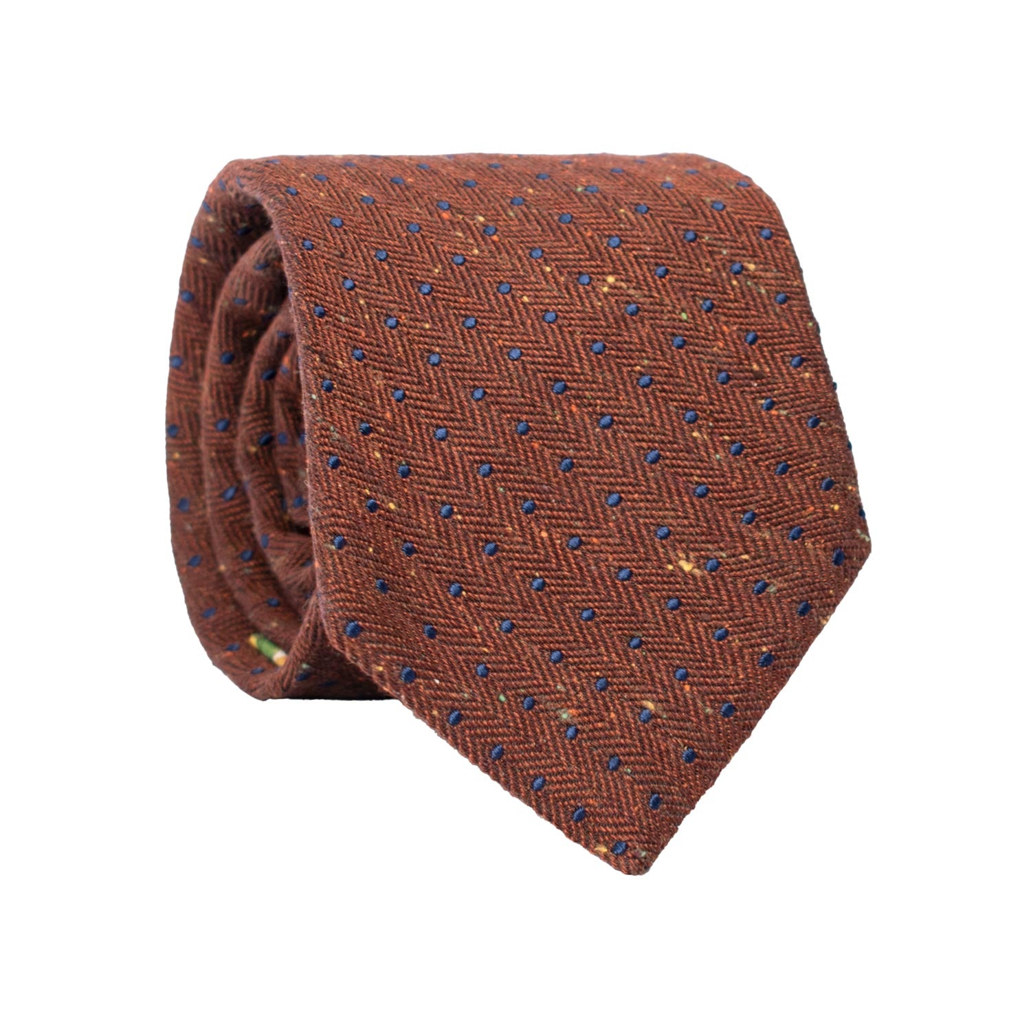 Cravatta in Seta Lino Marrone Fantasia Blu Effetto Tweed Multicolor 7493 Made in Italy Graffeo Cravatte Rotolo