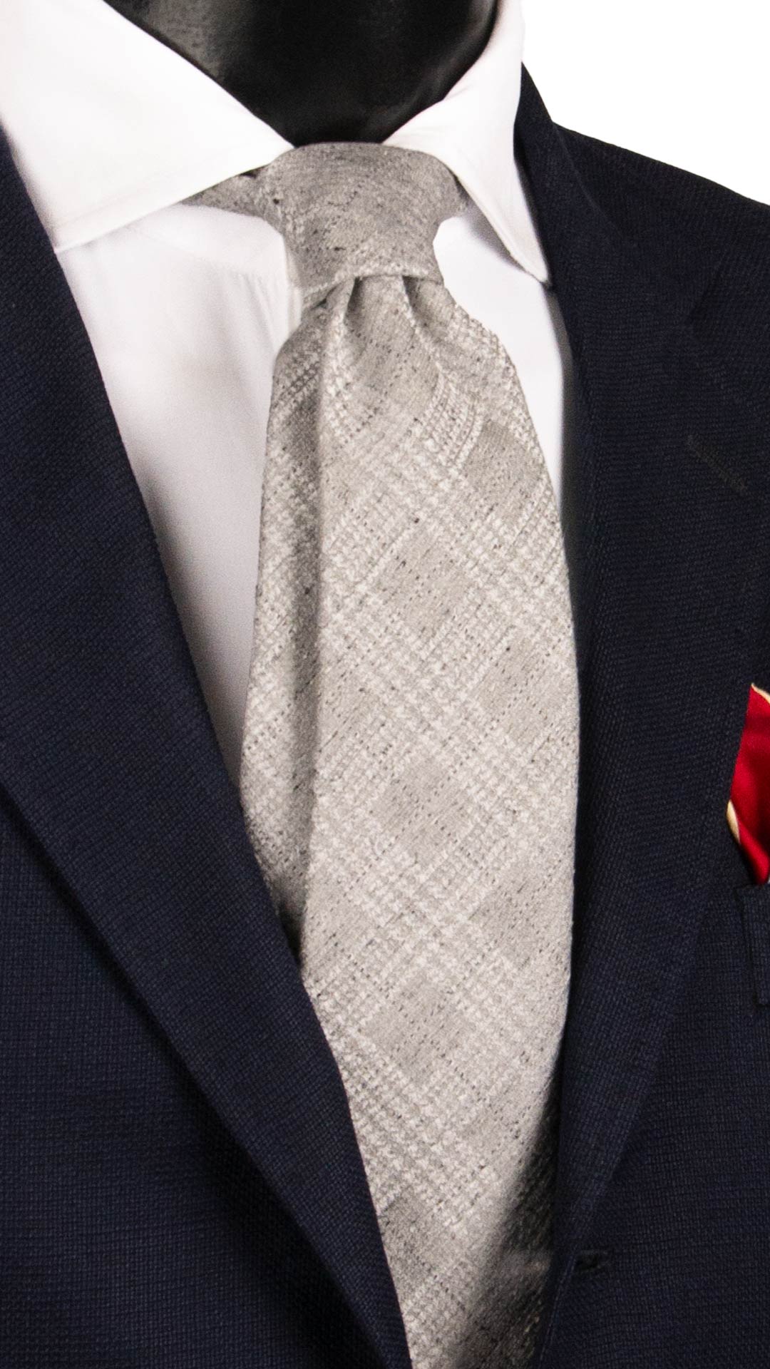 Cravatta in Seta Lino Principe di Galles Grigio Effetto Tweed AN7705 Made in Italy Graffeo Cravatte