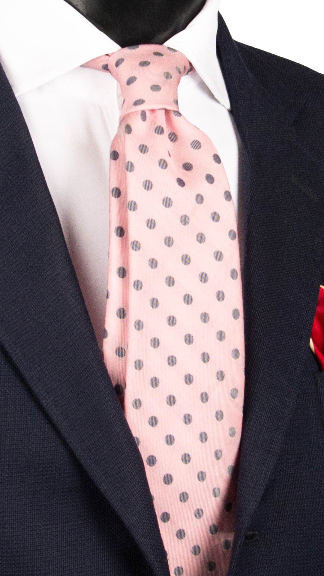 Cravatta in Seta Lino Rosa a Pois Grigi 7462 Made in Italy Graffeo Cravatte
