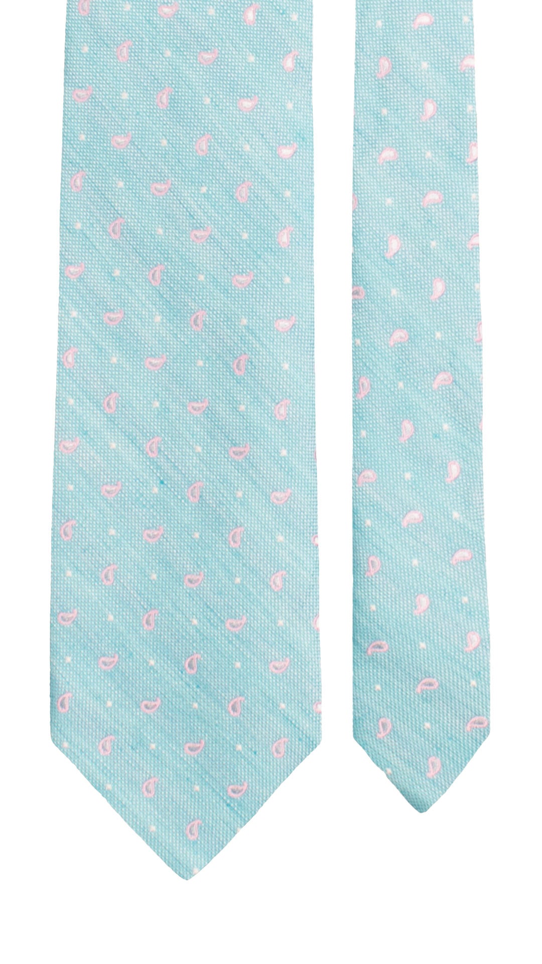 Cravatta in Seta Lino Turchese Paisley Rosa Bianco AN7562 Made in Italy Graffeo Cravatte Pala