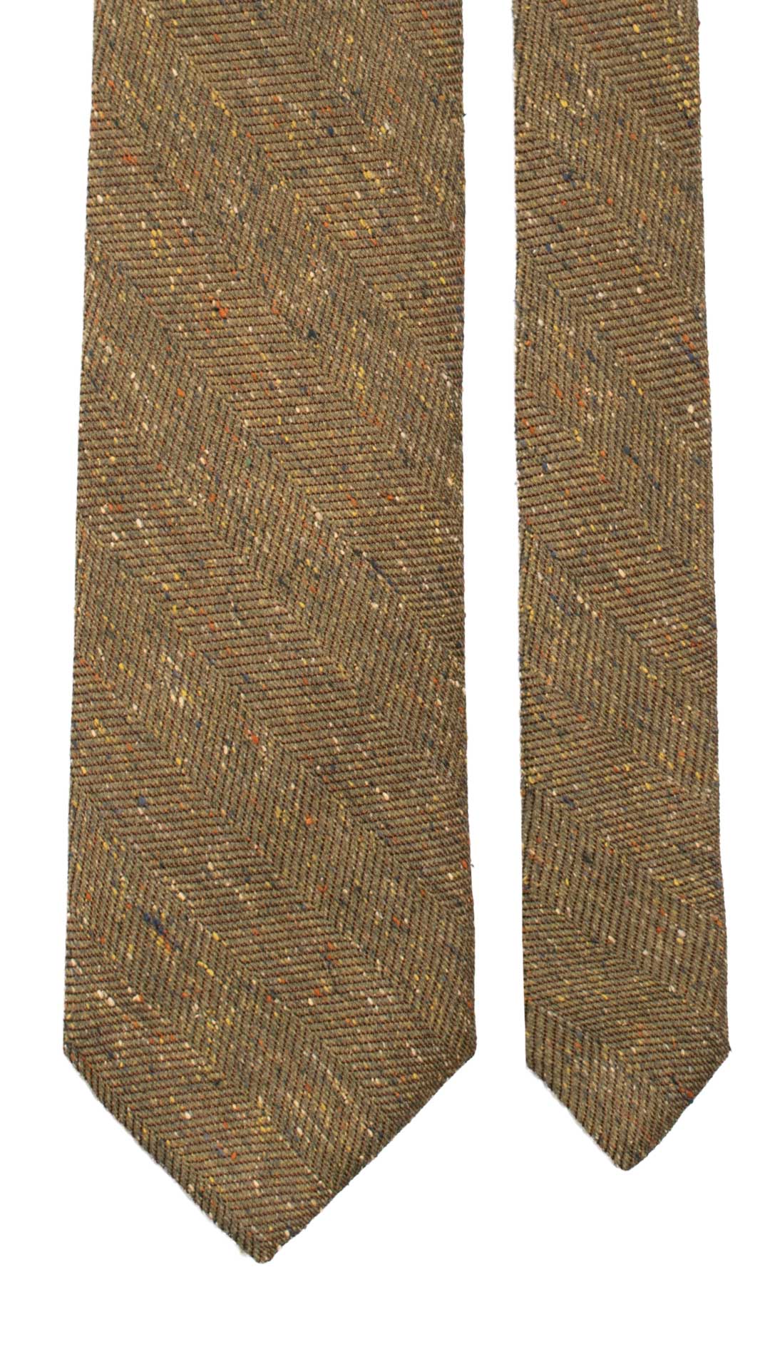 Cravatta-in-Seta-Lino-Verde-Oliva-Lisca-di-Pesce-Marrone-Effetto-Tweed-Multicolor-7113
Pala