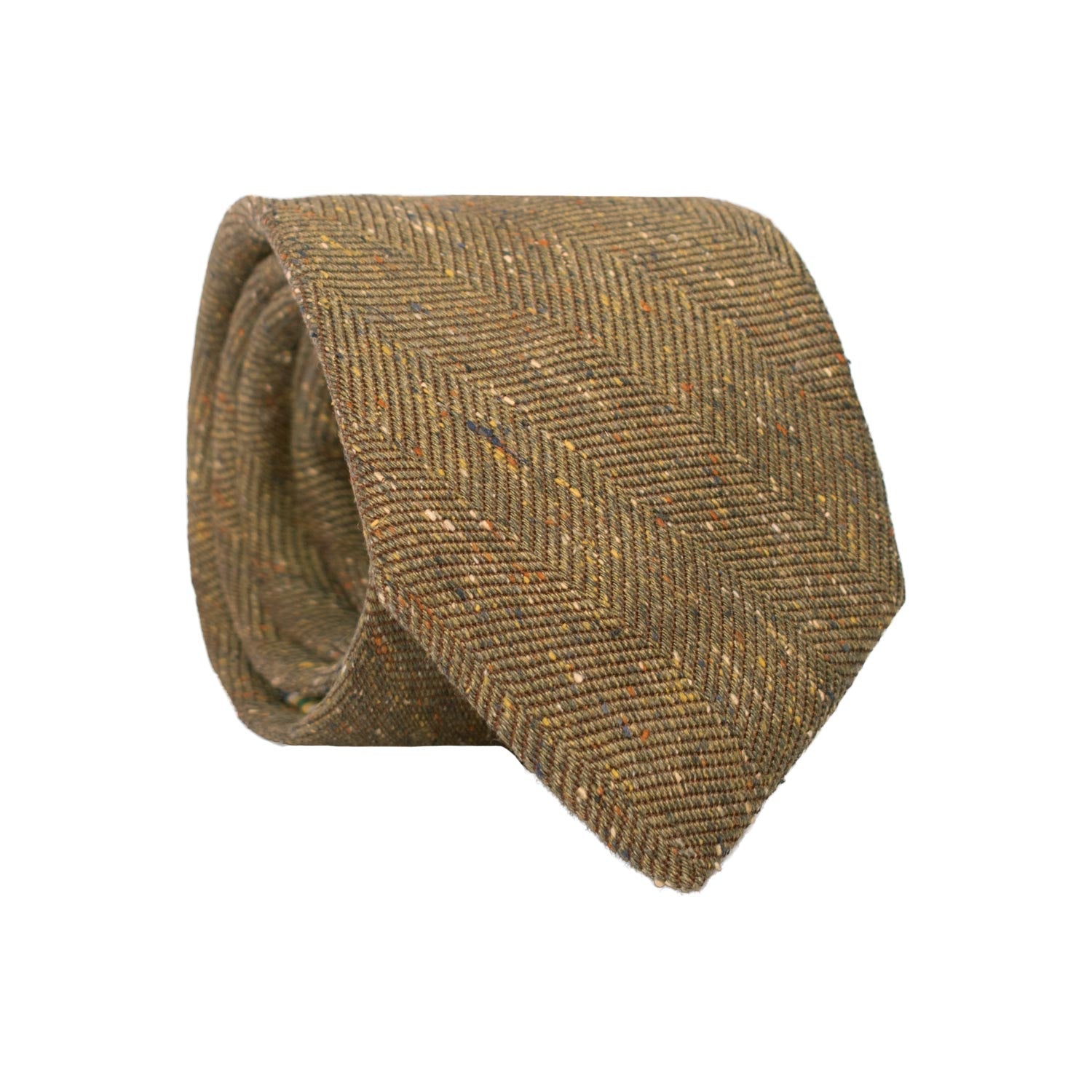 Cravatta-in-Seta-Lino-Verde-Oliva-Lisca-di-Pesce-Marrone-Effetto-Tweed-Multicolor-7113
Rotolo