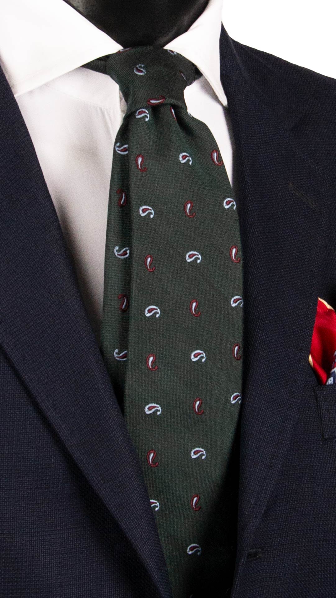 Cravatta in Seta Lino Verde Paisley Celeste Bordeaux AN7782 Made in Italy Graffeo Cravatte