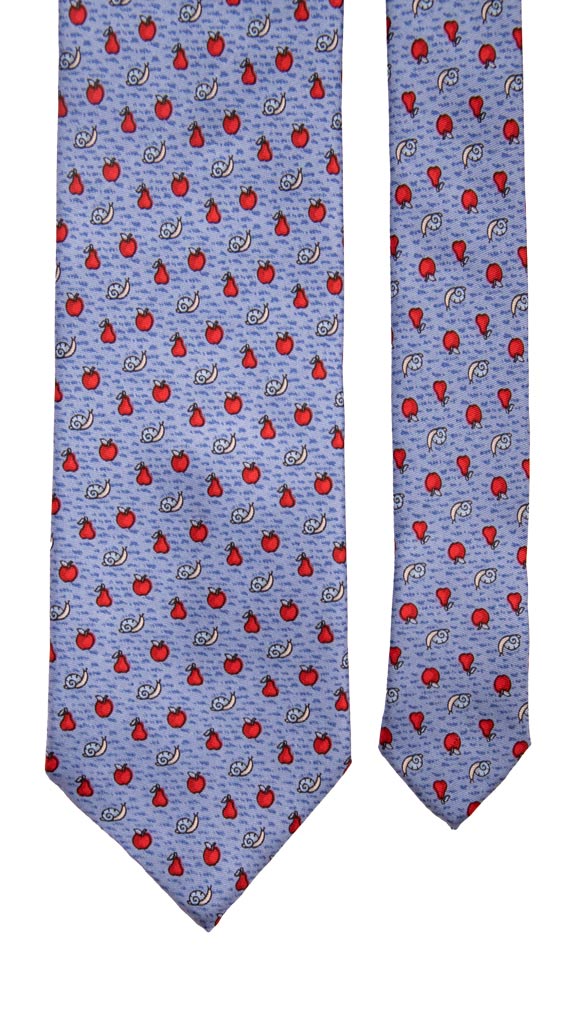 Cravatta in Twill di Seta Celeste con Animali Made in italy Graffeo Cravatte Pala