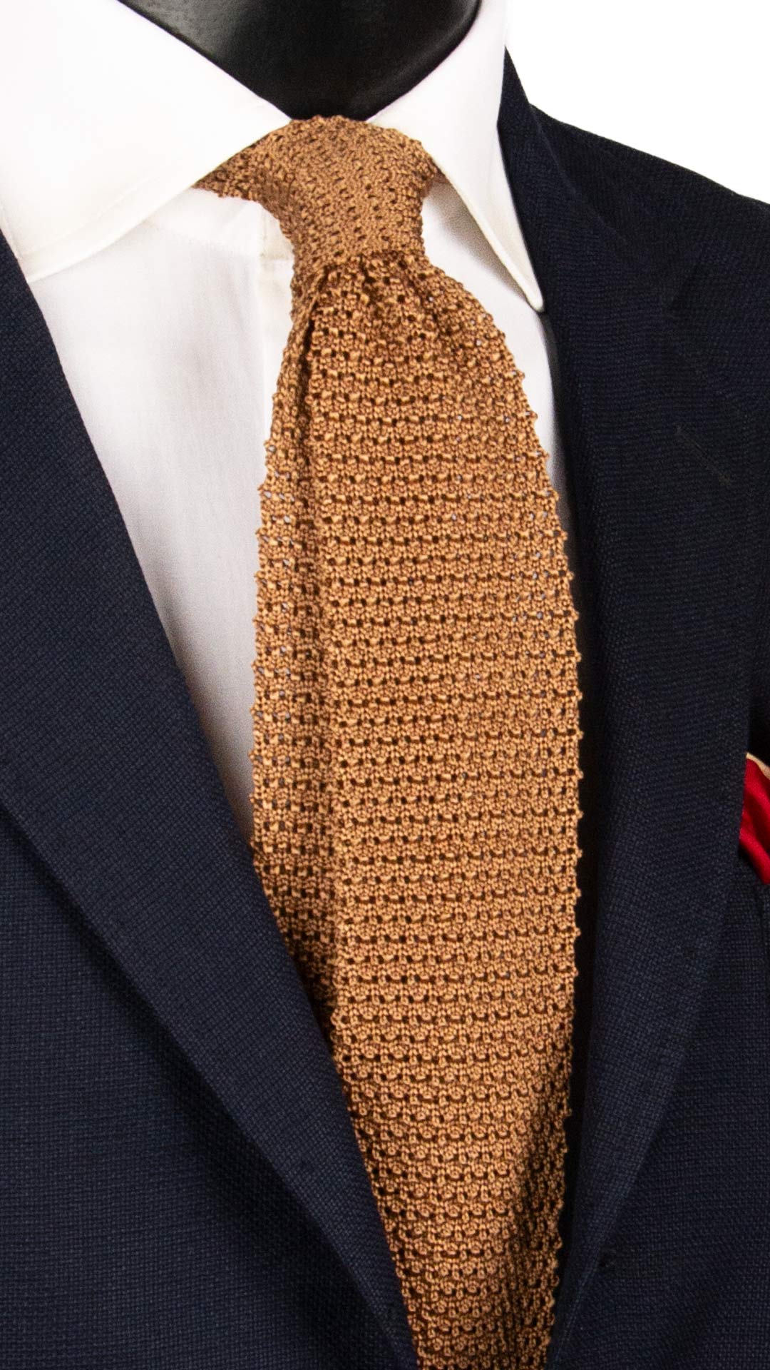 Cravatte Tricot in Maglia di Seta Color Bronzo Tinta Unita TRI695 Graffeo Cravatte Made in Italy