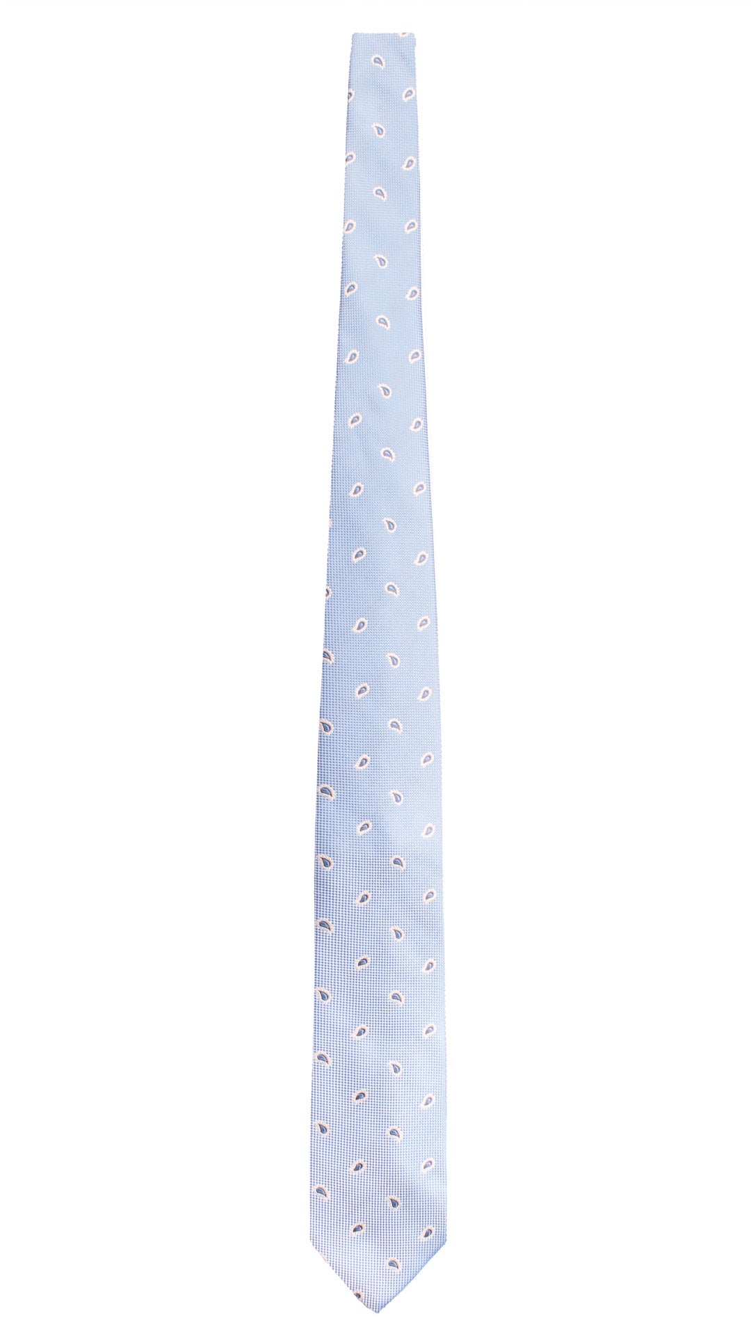 Cravatte di Seta Celeste Paisley Tono su Tono Bianco Grigio 2082 Graffeo Cravatte Made in Italy Intera