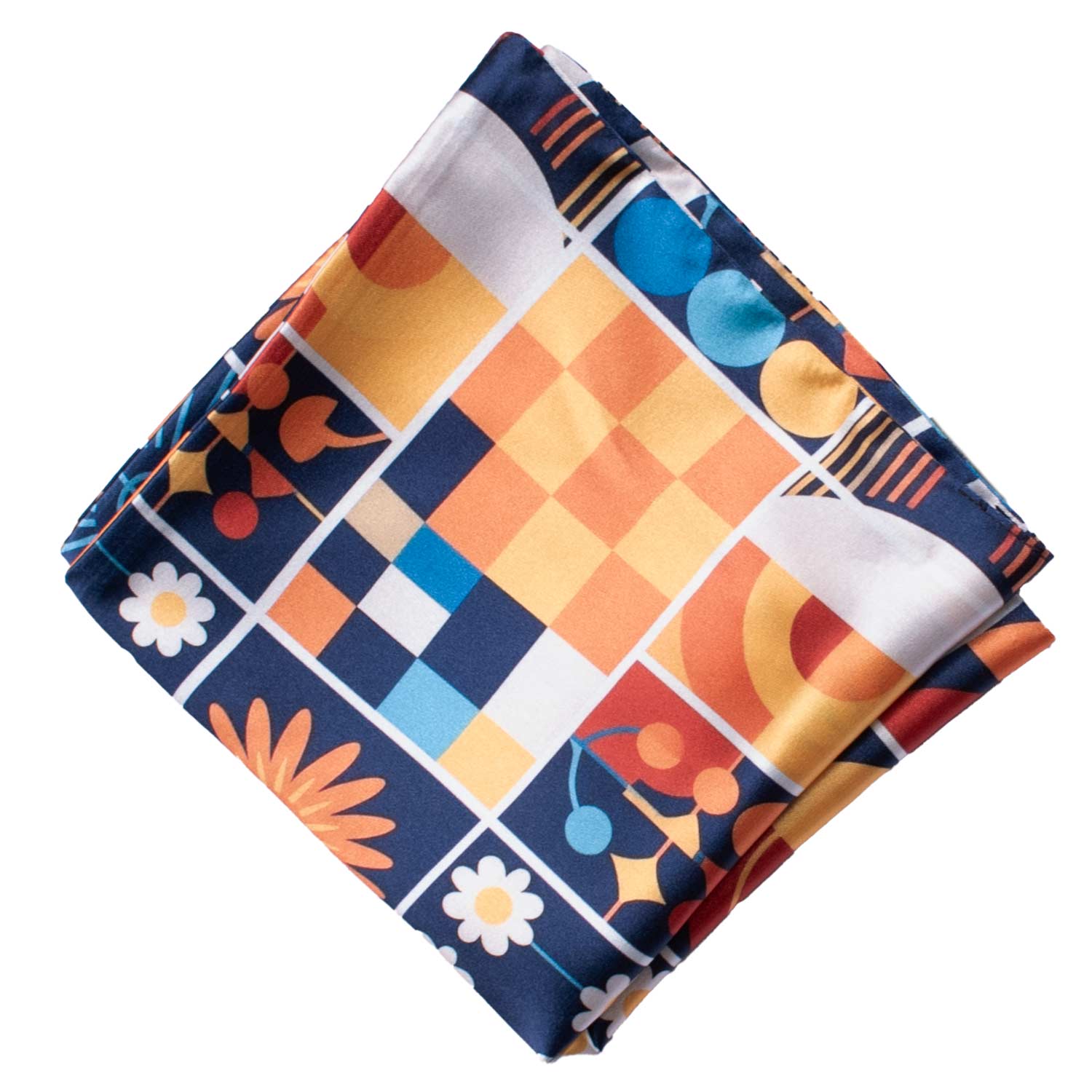 Fazzoletto da Taschino Siciliano Double-Face Stampa di Raso con Maioliche Multicolor POCS27 Made in Italy Graffeo Cravatte Rombo