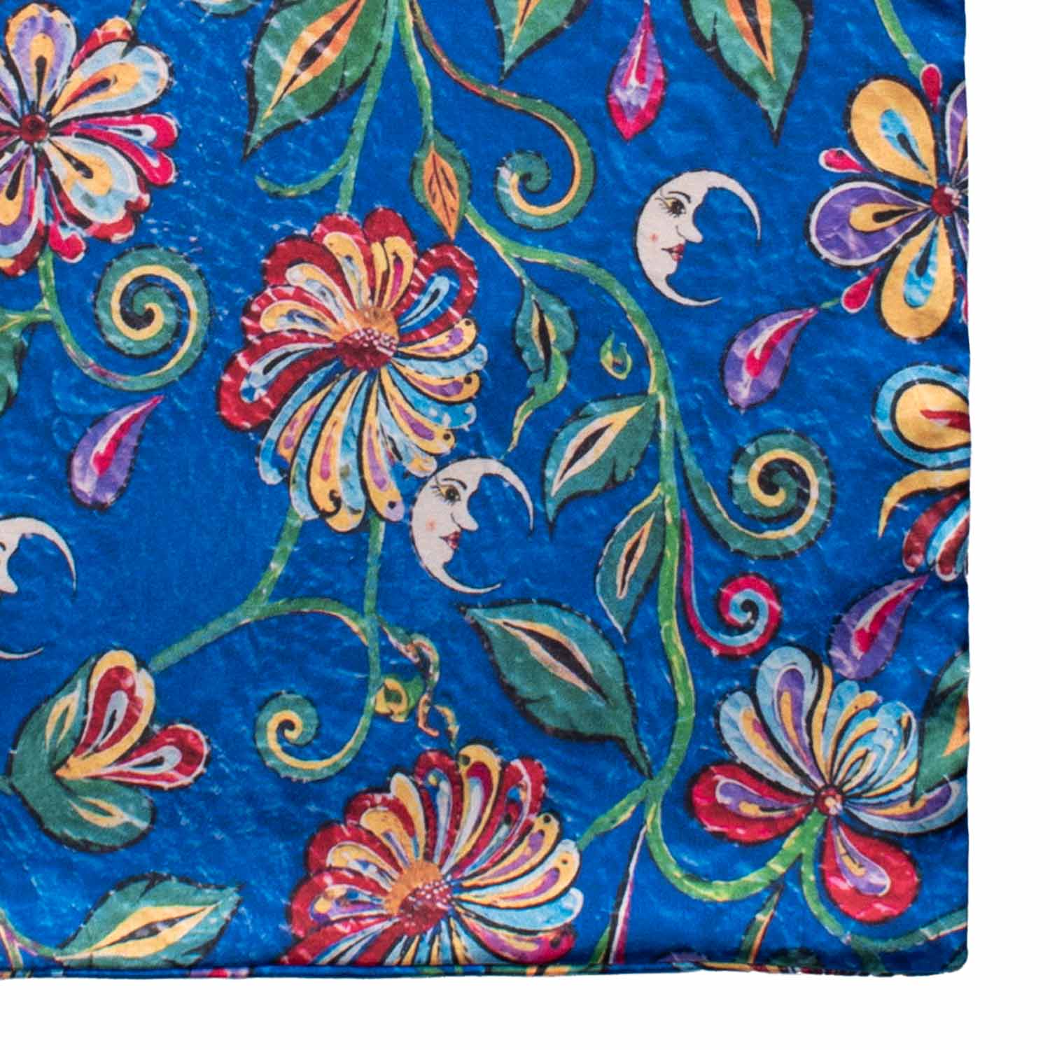 Fazzoletto da Taschino Siciliano Double-Face Stampa di Raso Bluette Fantasia Multicolor POCS25 Made in Italy Graffeo Cravatte Dettaglio