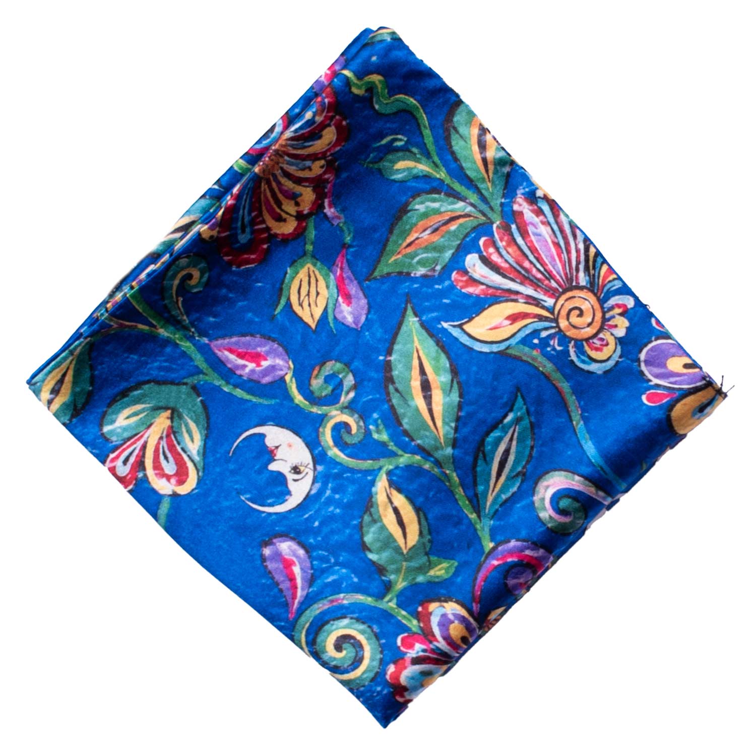 Fazzoletto da Taschino Siciliano Double-Face Stampa di Raso Bluette Fantasia Multicolor POCS25 Made in Italy Graffeo Cravatte Rombo