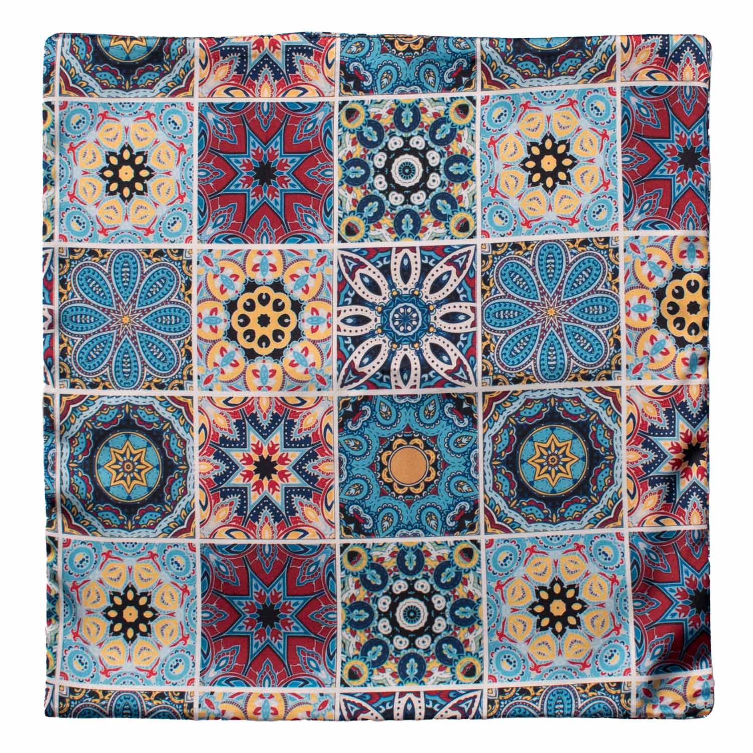 Man Sicilian Double-Face Printed Satin Pocket Square Multicolor Majolica Pattern POCS20