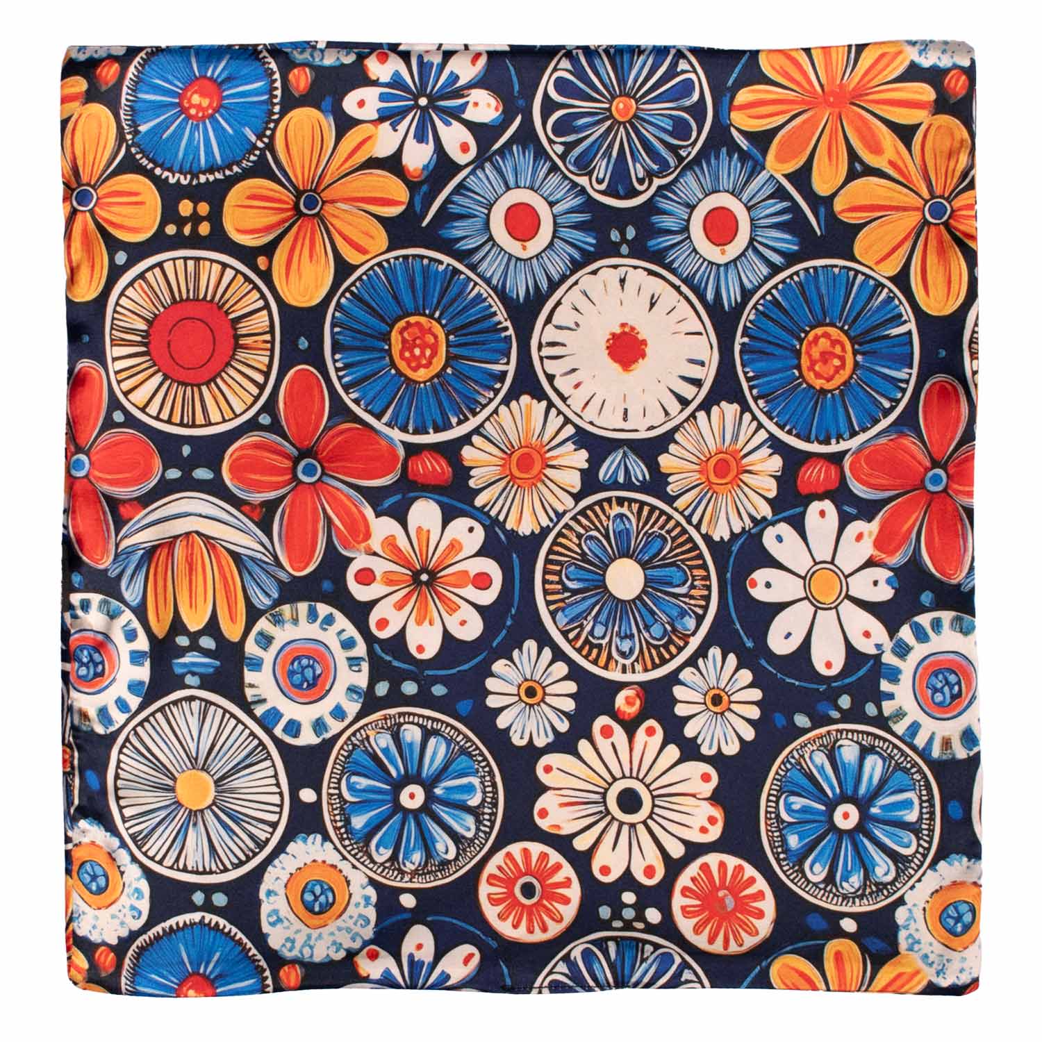 Man Sicilian Printed Satin Pocket Square Multicolor Majolica Pattern POCS36