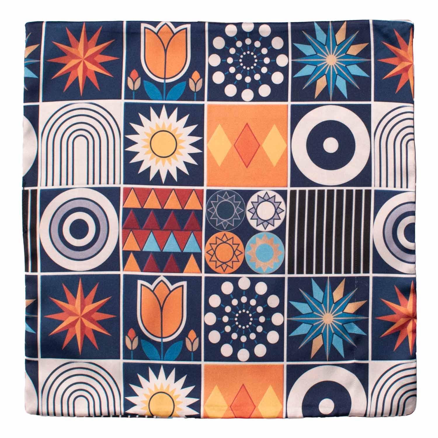 Fazzoletto da Taschino Siciliano Stampa di Raso con Maioliche Multicolor POCS44 Made in Italy Graffeo Cravatte