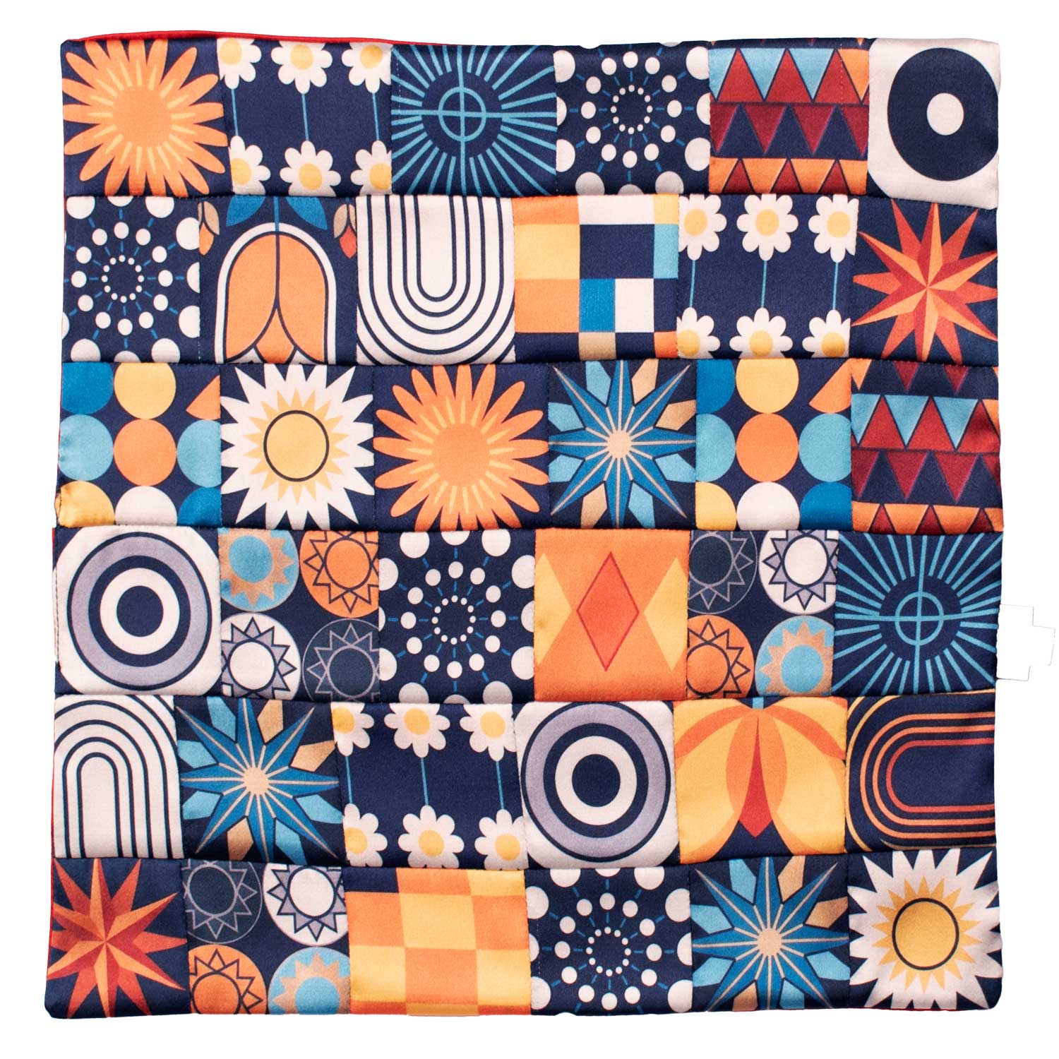 Fazzoletto da Taschino Siciliano di Seta Vintage Patchwork con Maioliche Multicolor POCP137 Made in Italy Graffeo Cravatte