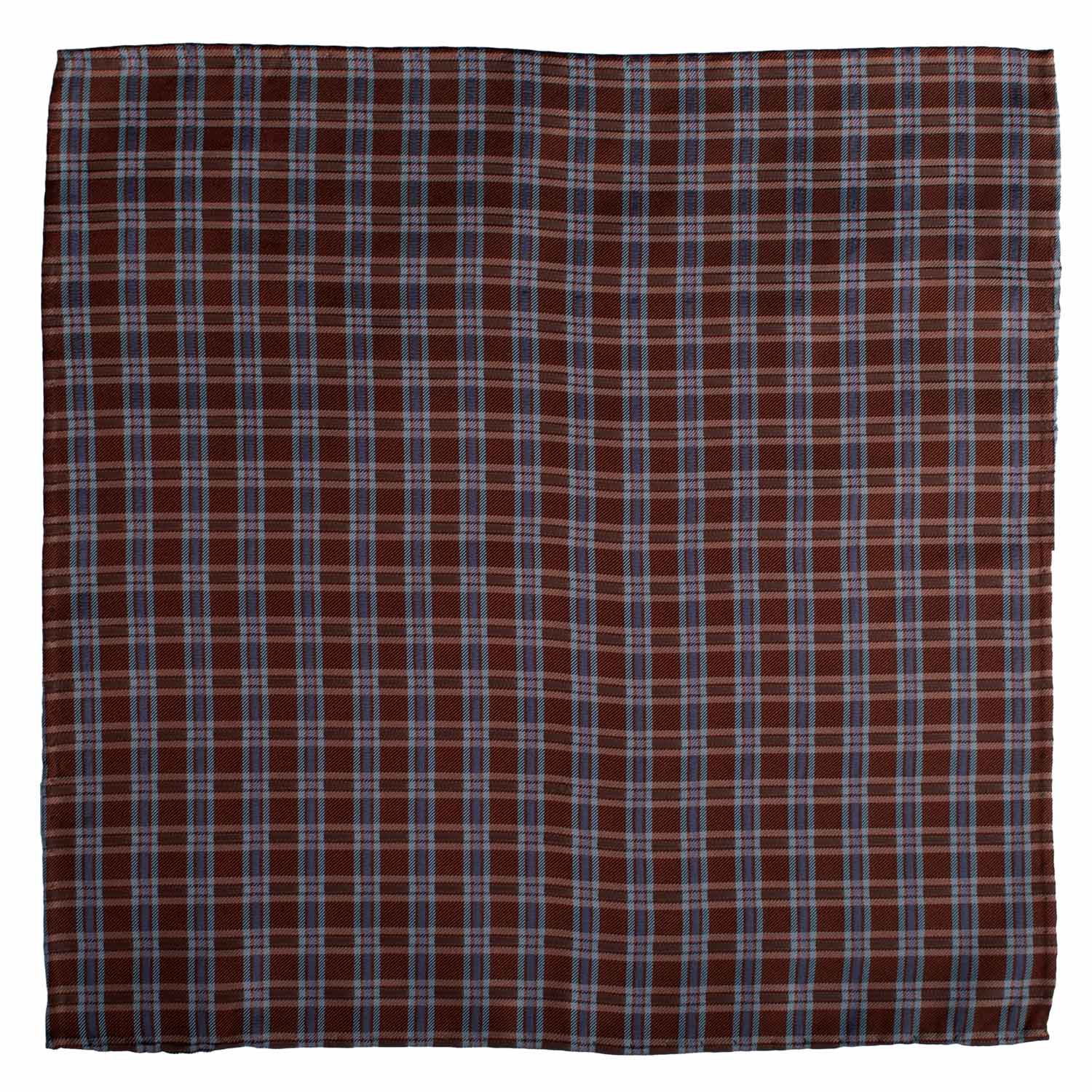 Fazzoletto da Taschino Vintage a Quadri di Seta Color Ruggine Celeste Lilla POCV1028 Graffeo Cravatte Made in Italy